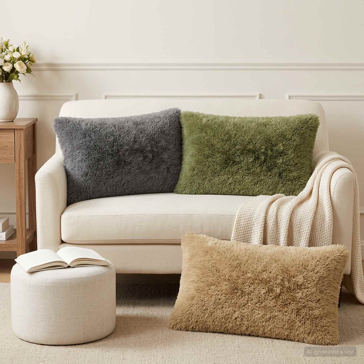 Cushion Cover 2 pcs HEERLEN Light Grey 50 x 75 cm PV Fleece
