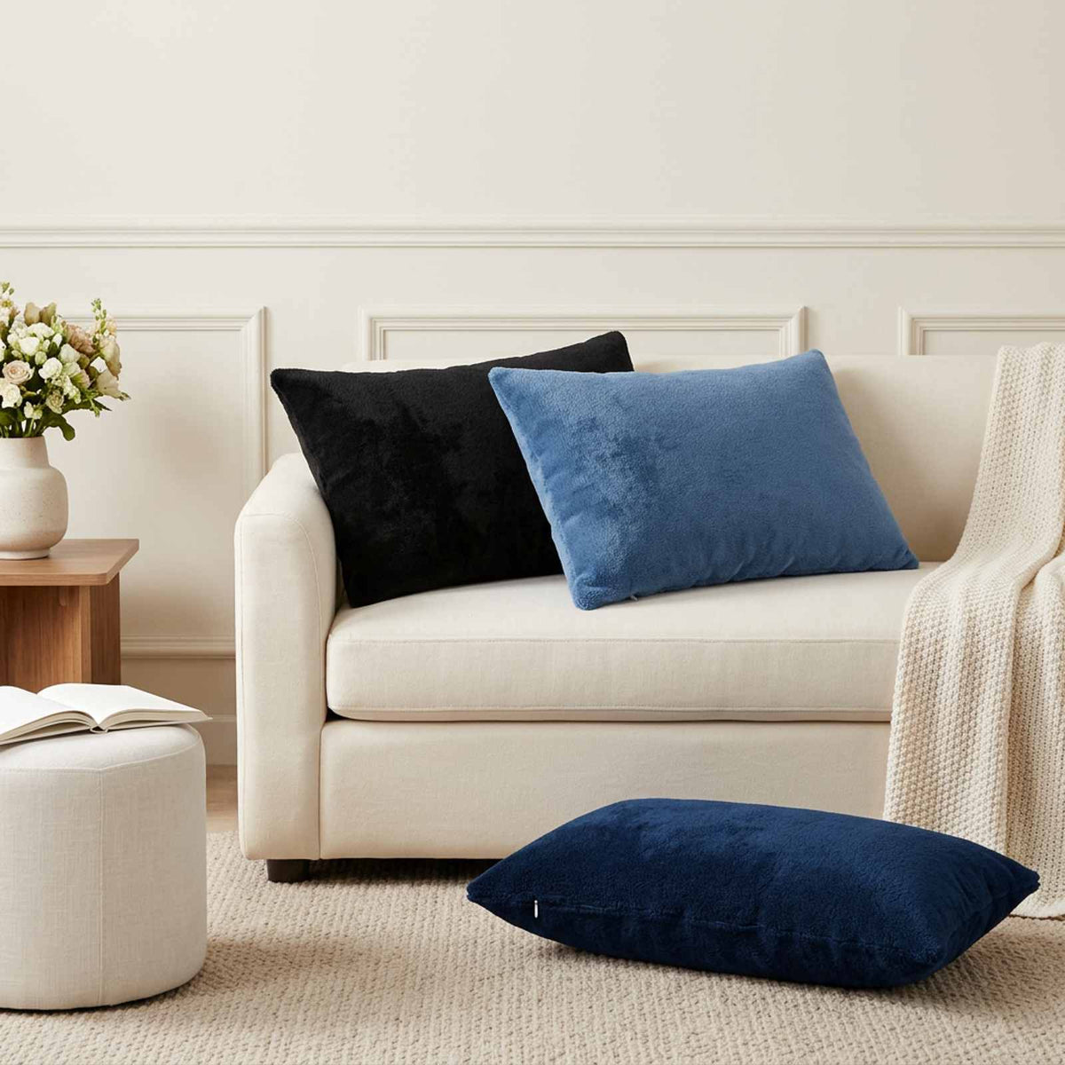 Cushion Cover 2 pcs HEERLEN Navy Blue 50 x 75 cm Flannel