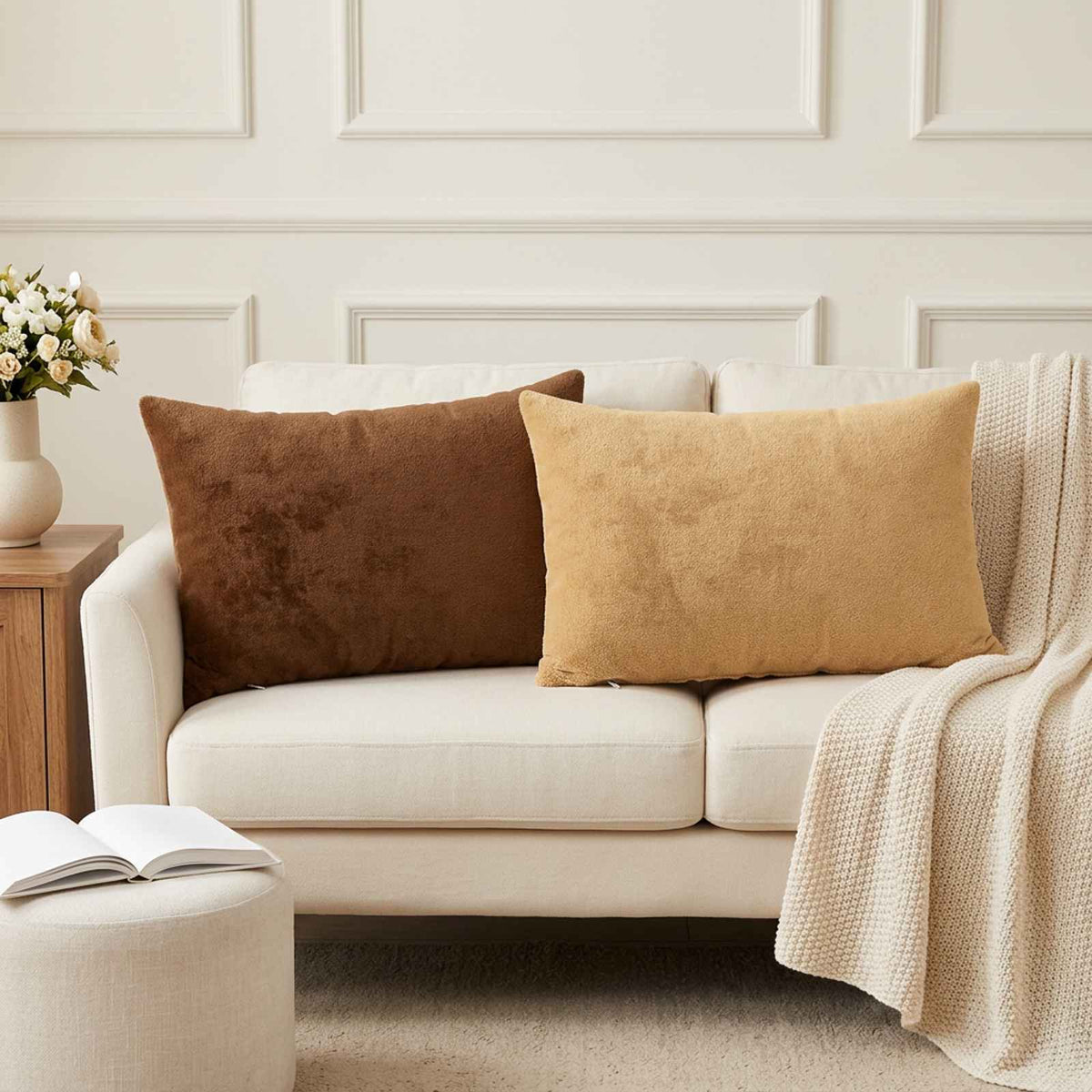 Cushion Cover 2 pcs HEERLEN Taupe 50 x 75 cm Flannel