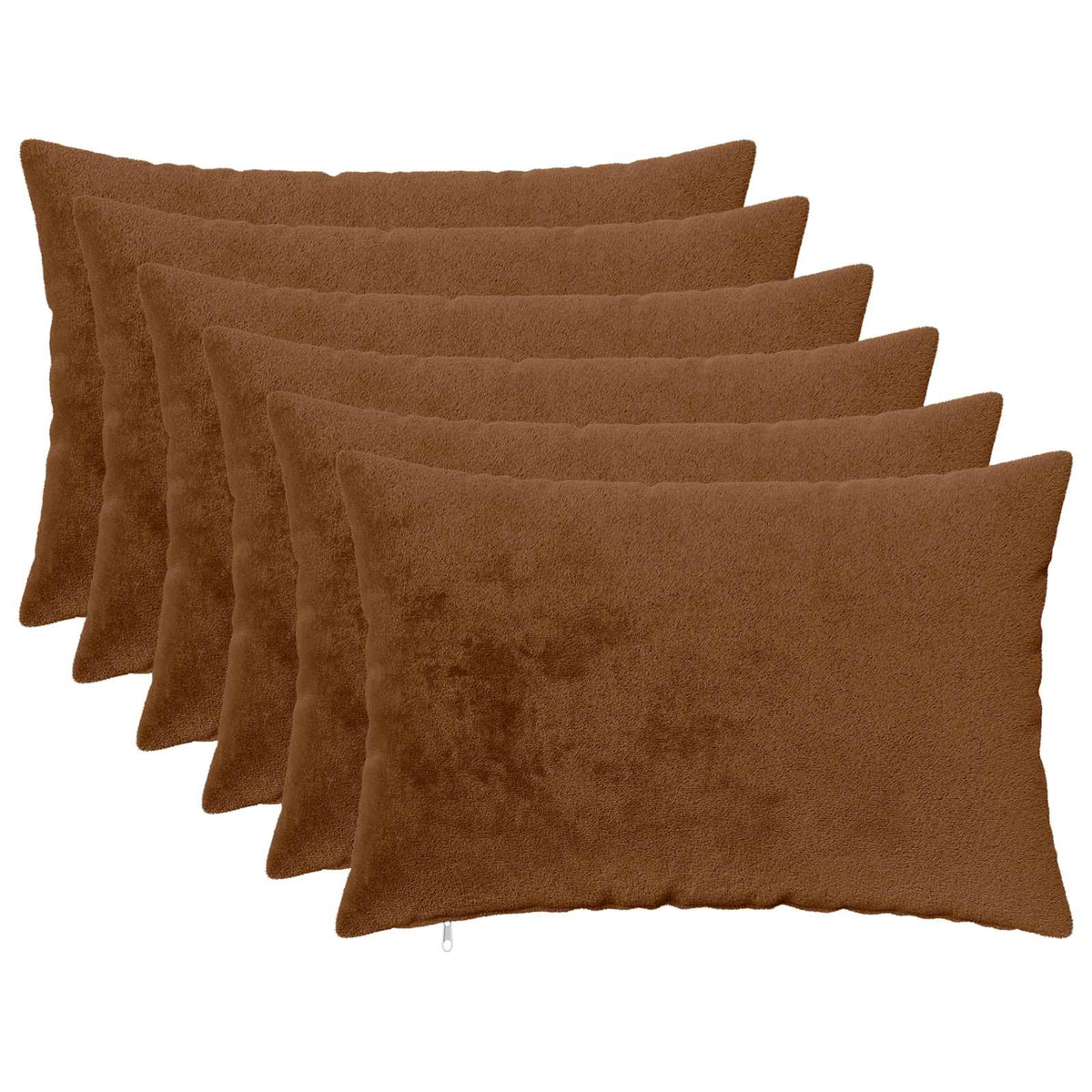 Cushion Cover 6 pcs HEERLEN Light Brown 50 x 70 cm Flannel