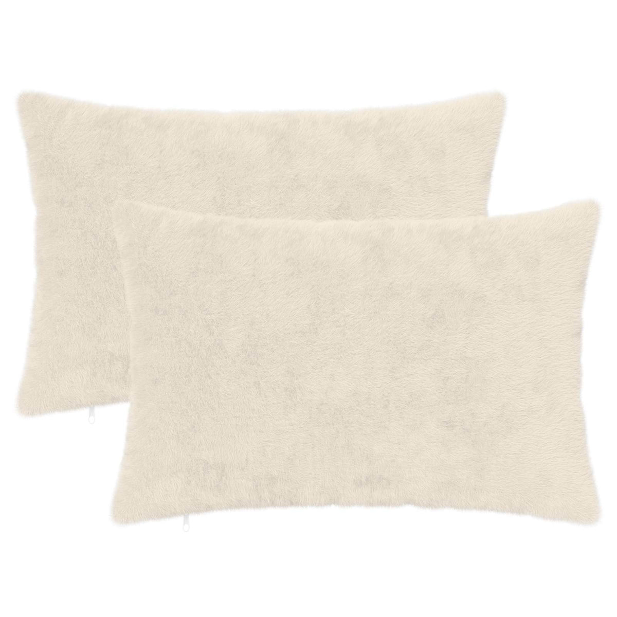 Cushion Cover 2 pcs HEERLEN White 50 x 70 cm Faux Rabbit Fur