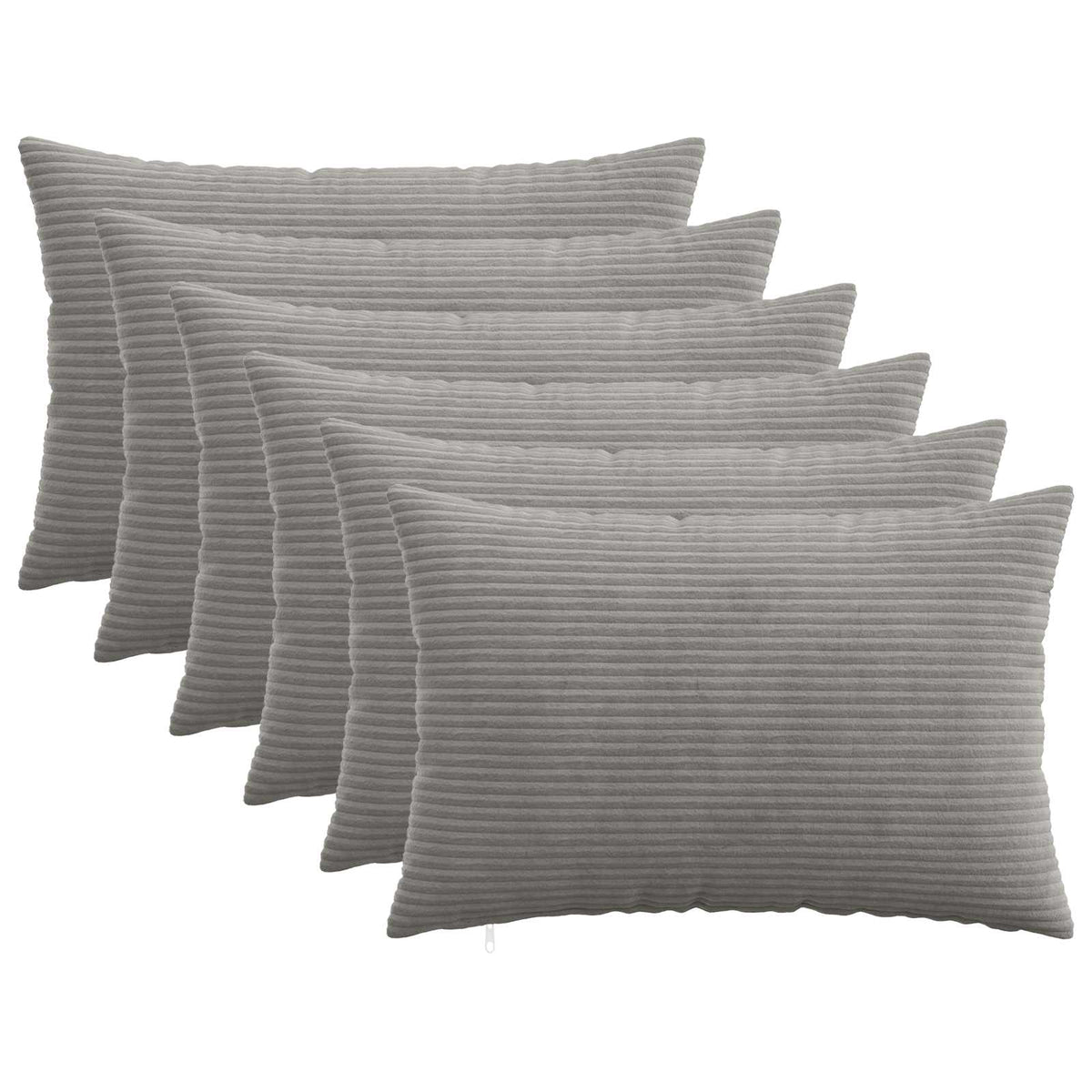 Cushion Cover 6 pcs HEERLEN Light Grey 50 x 75 cm Corduroy