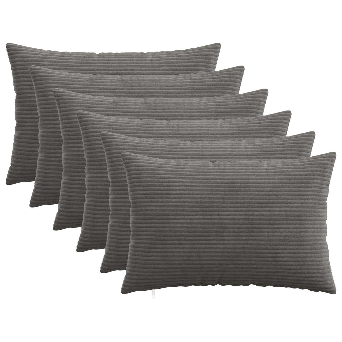 Cushion Cover 6 pcs HEERLEN Dark Grey 50 x 75 cm Corduroy