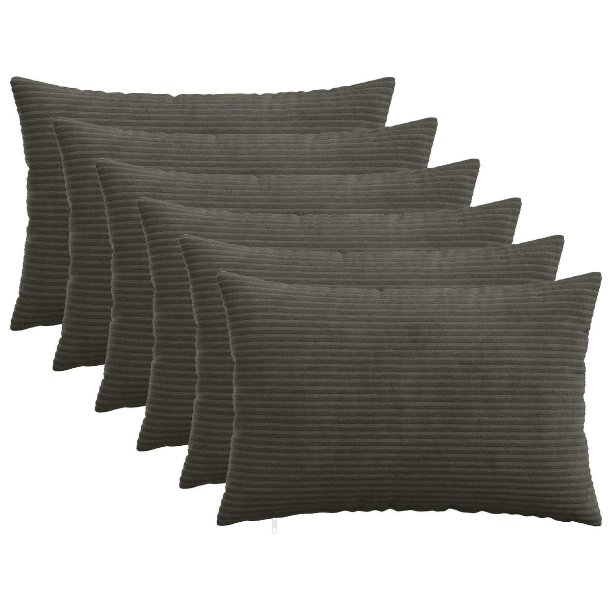 Cushion Cover 6 pcs HEERLEN Anthracite 50 x 75 cm Corduroy