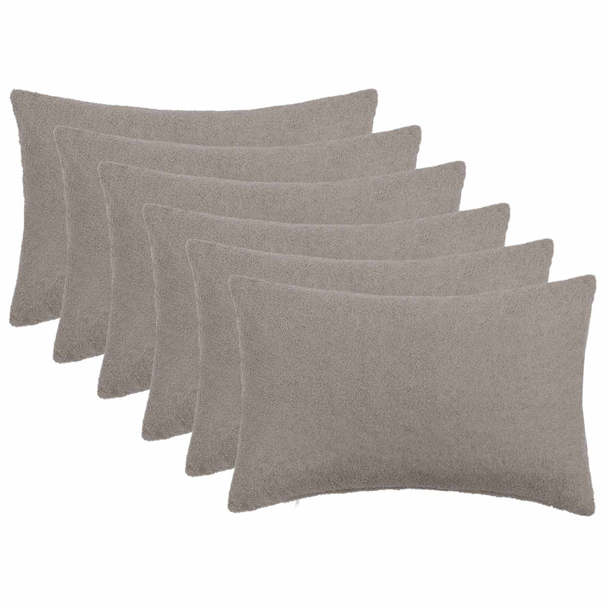 Cushion Cover 6 pcs HEERLEN Light Grey 50 x 75 cm Bouclé