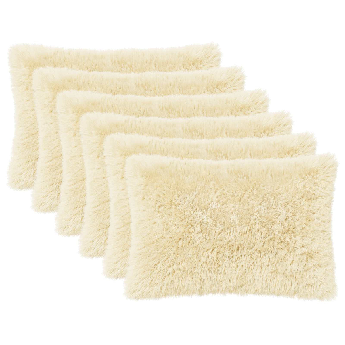 Cushion Cover 6 pcs HEERLEN Cream 50 x 75 cm PV Fleece