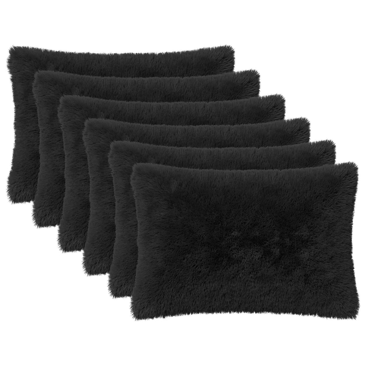 Cushion Cover 6 pcs HEERLEN Black 50 x 75 cm PV Fleece