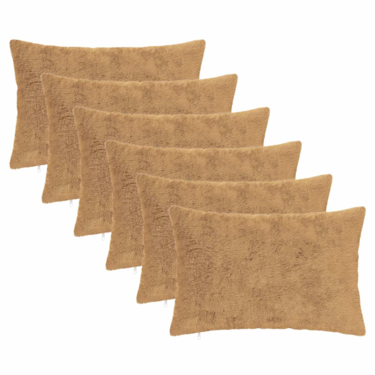 Cushion Cover 6 pcs HEERLEN Taupe 50 x 75 cm Faux Rabbit Fur