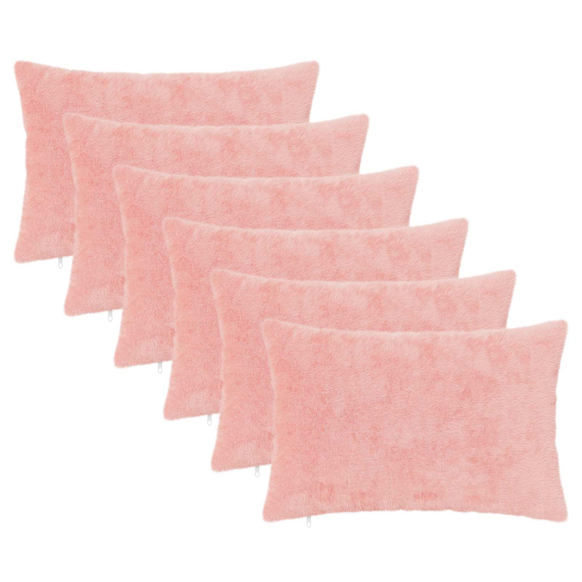 Cushion Cover 6 pcs HEERLEN Pink 50 x 75 cm Faux Rabbit Fur