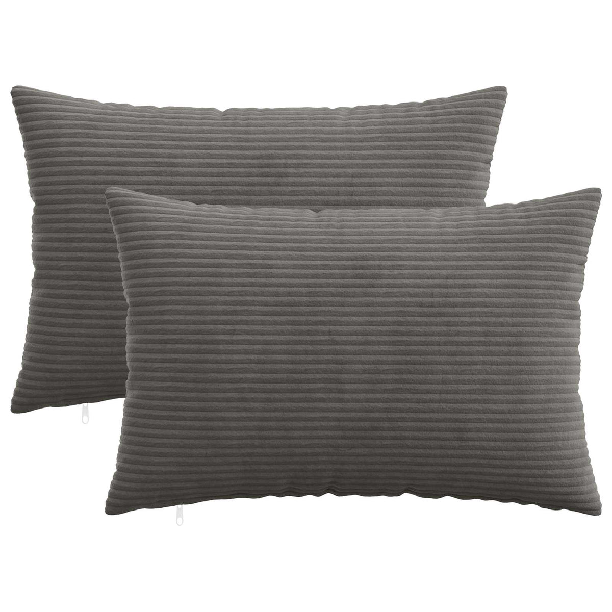 Cushion Cover 2 pcs HEERLEN Dark Grey 50 x 80 cm Corduroy