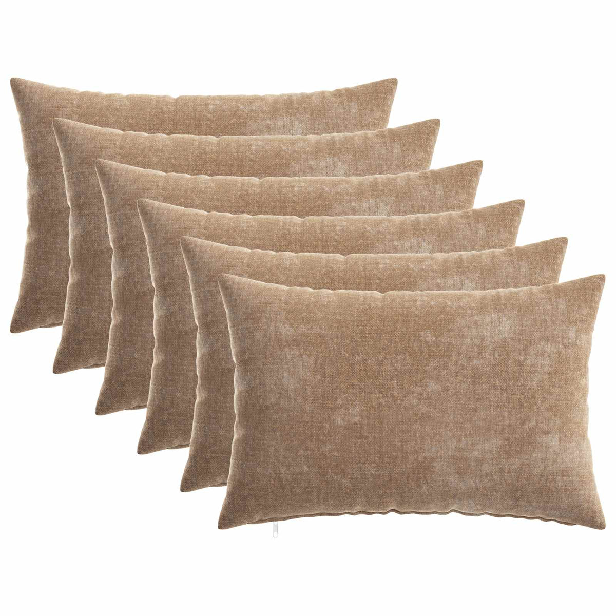 Cushion Cover 6 pcs HEERLEN Brown 50 x 80 cm Chenille Fabric