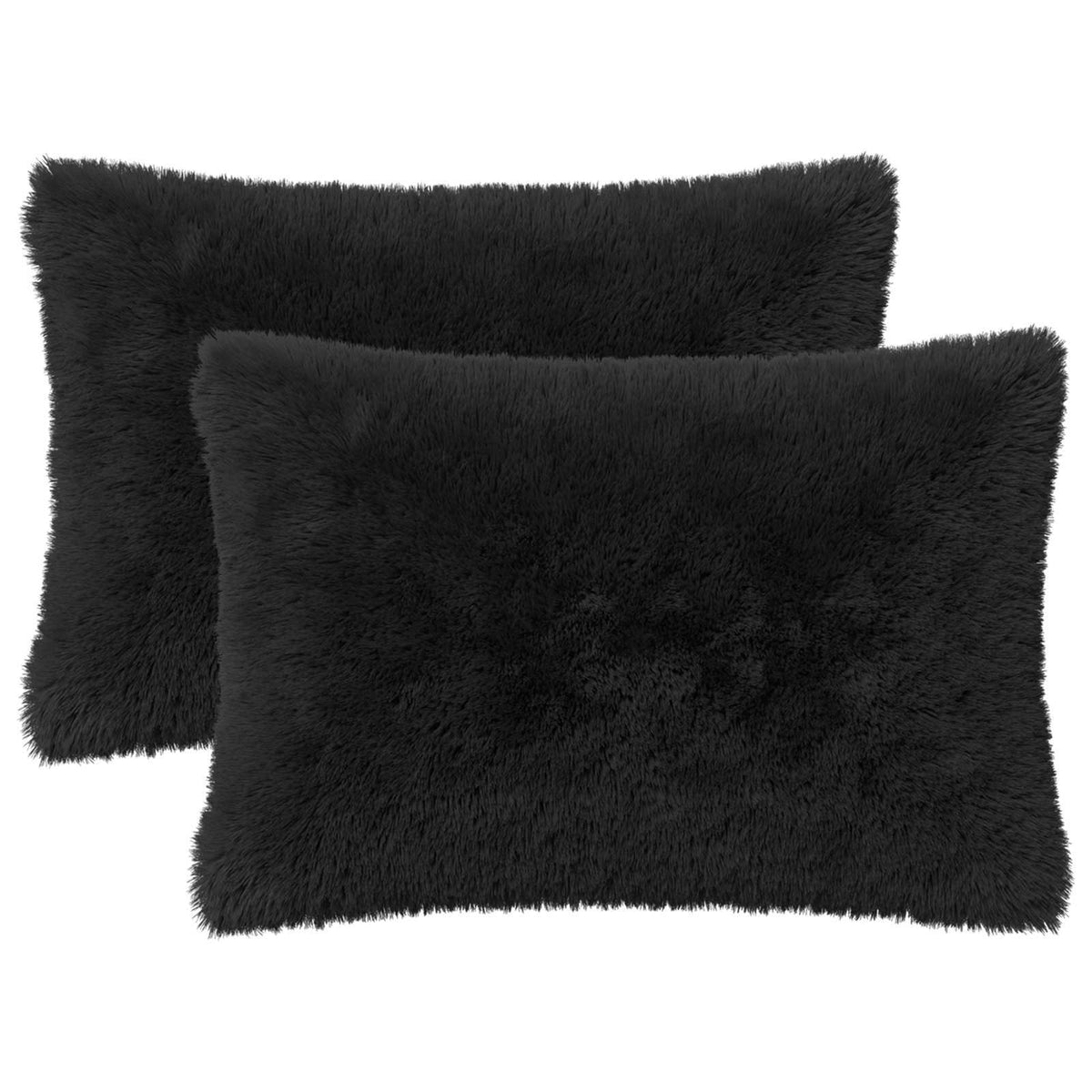 Cushion Cover 2 pcs HEERLEN Black 50 x 80 cm PV Fleece