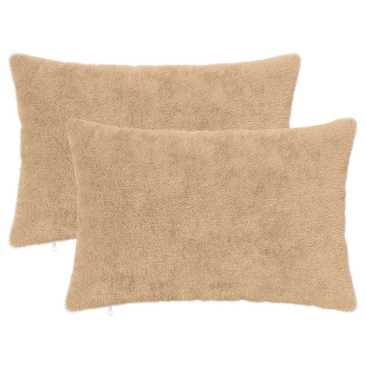Cushion Cover 2 pcs HEERLEN Cream 50 x 80 cm Faux Rabbit Fur