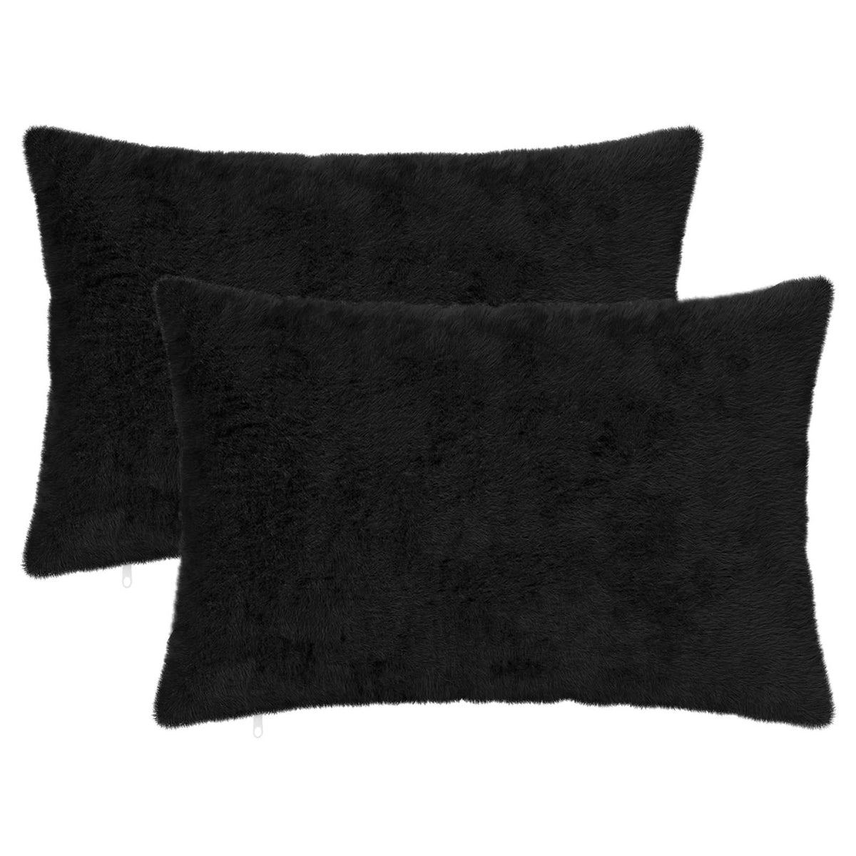 Cushion Cover 2 pcs HEERLEN Black 50 x 80 cm Faux Rabbit Fur