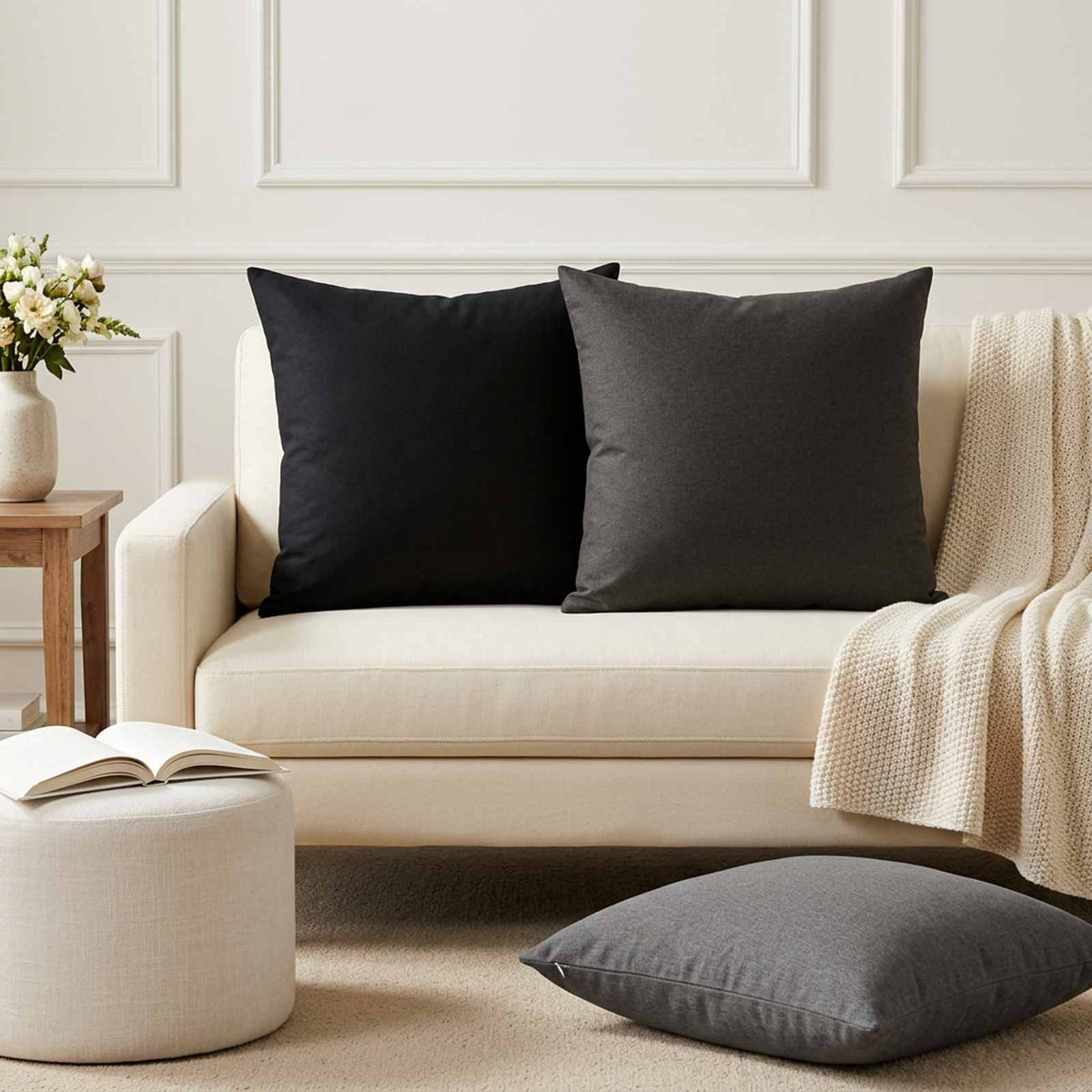Throw Pillow 2 pcs HEERLEN Black 55 x 55 cm Fabric