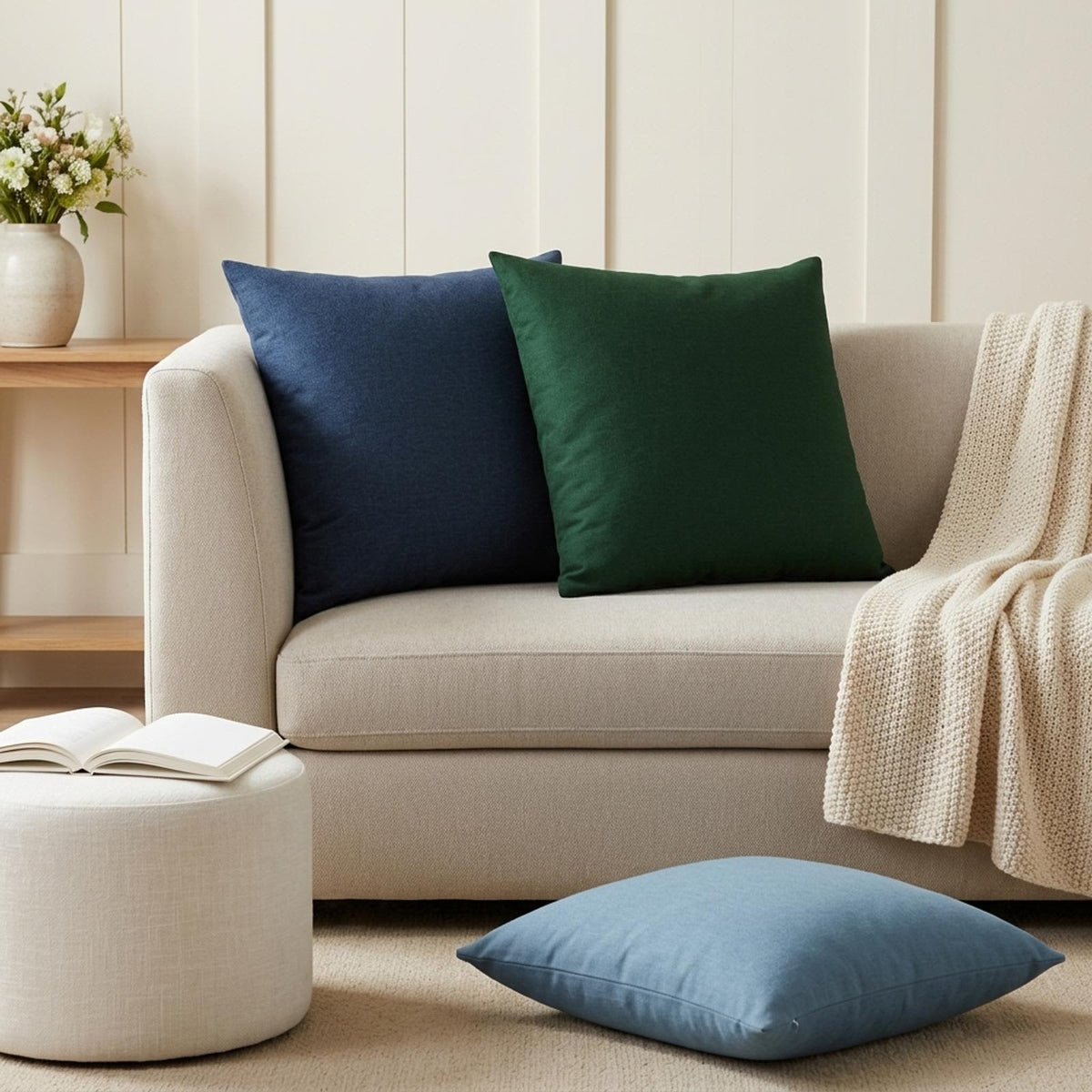 Cushion Cover 6 pcs HEERLEN Jeans Blue 60 x 60 cm Fabric