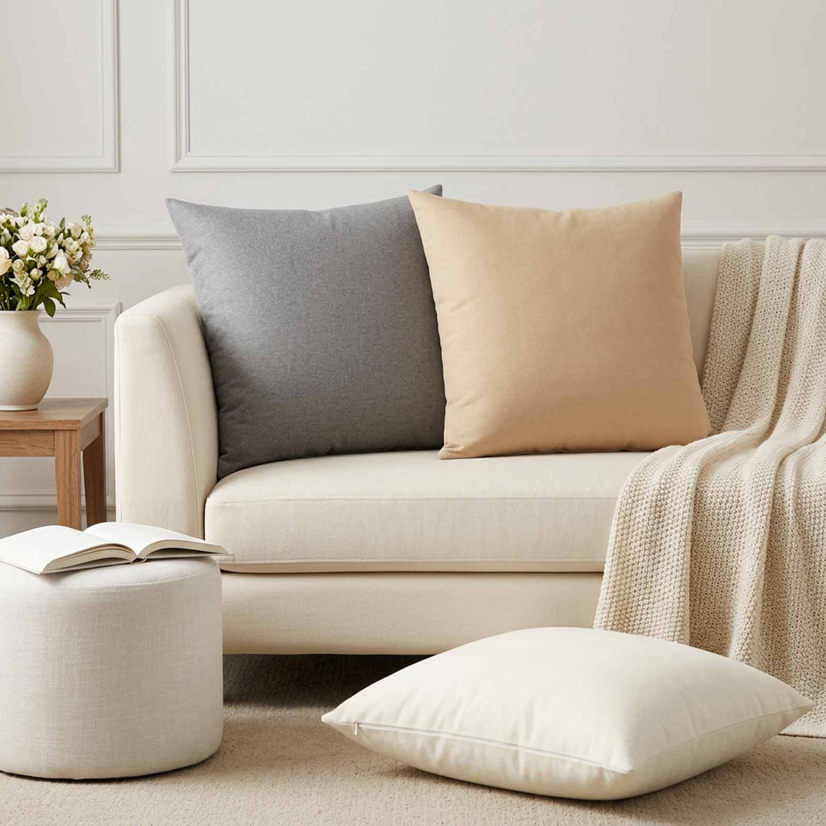 Cushion Cover 6 pcs HEERLEN Cloud Grey 60 x 60 cm Fabric