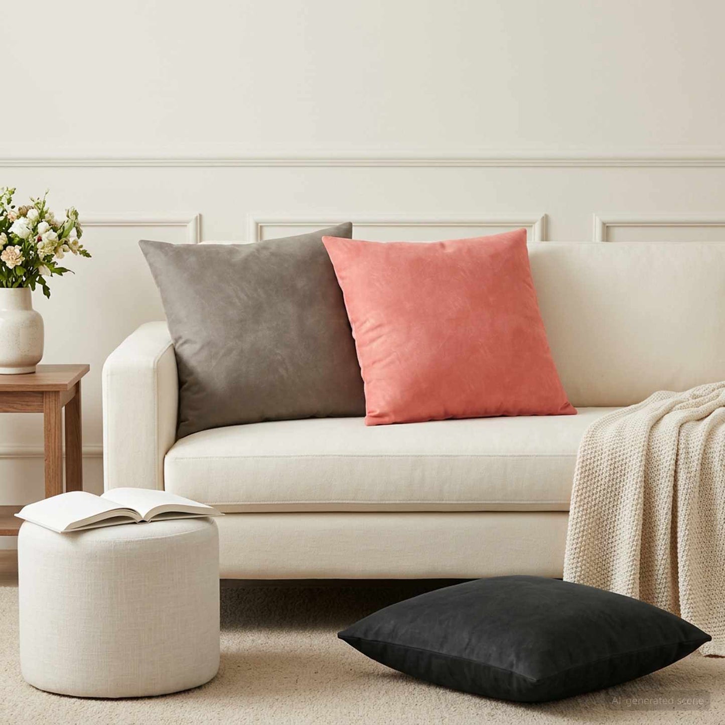 Cushion with Pillow HEERLEN 2 pcs Pink Velvet