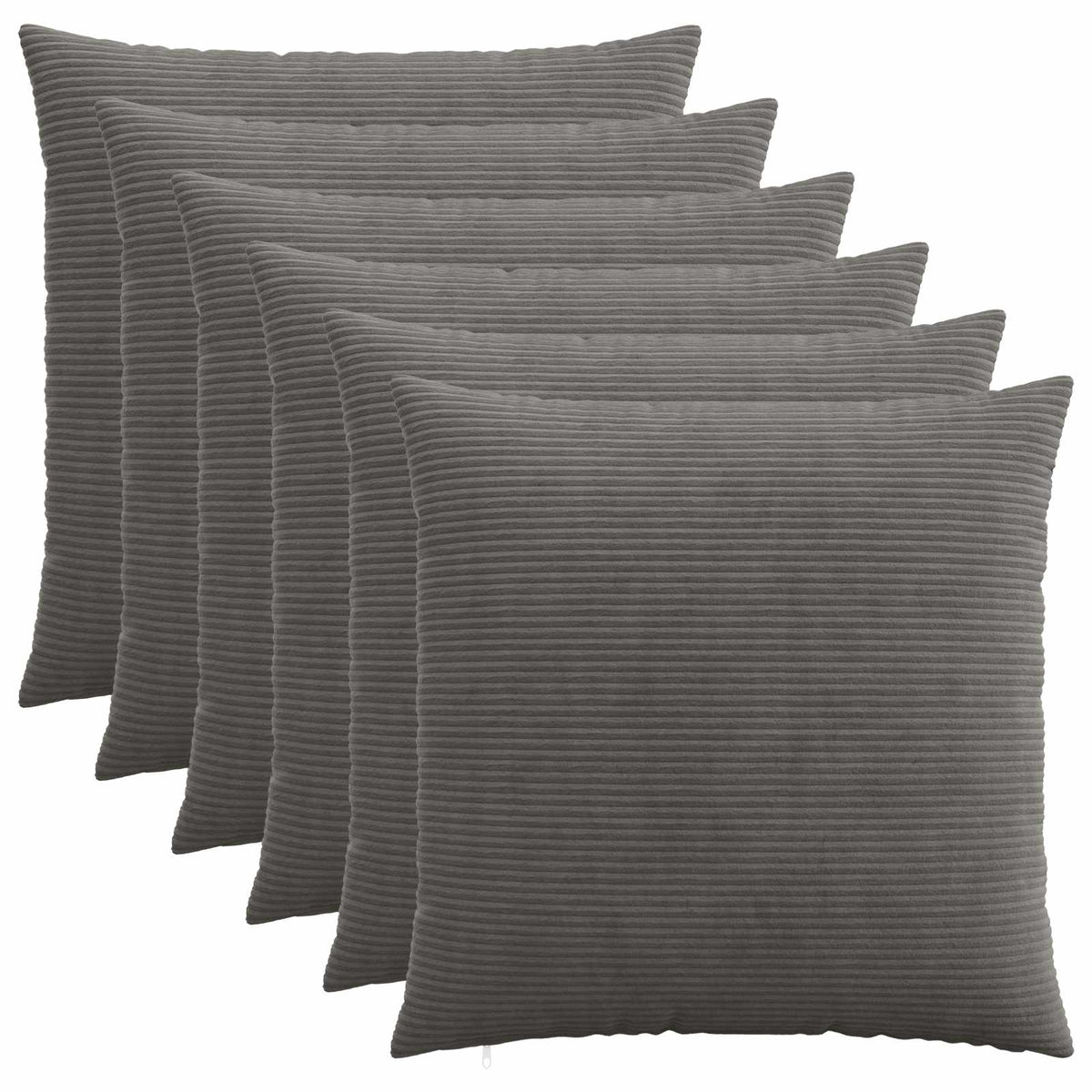 Cushion Cover 6 pcs HEERLEN Dark Grey 55 x 55 cm Corduroy