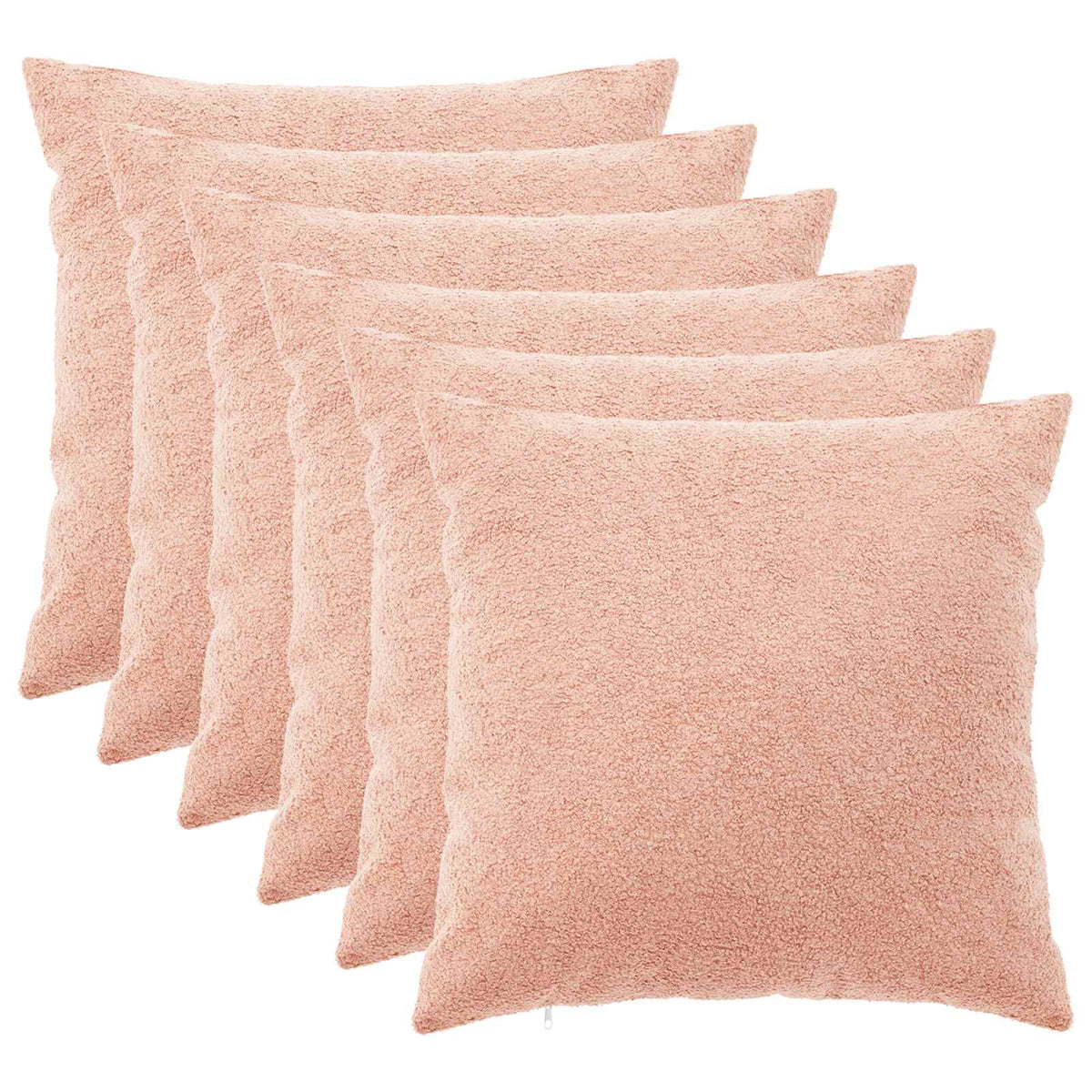Cushion Cover 6 pcs HEERLEN Pink 55 x 55 cm Bouclé