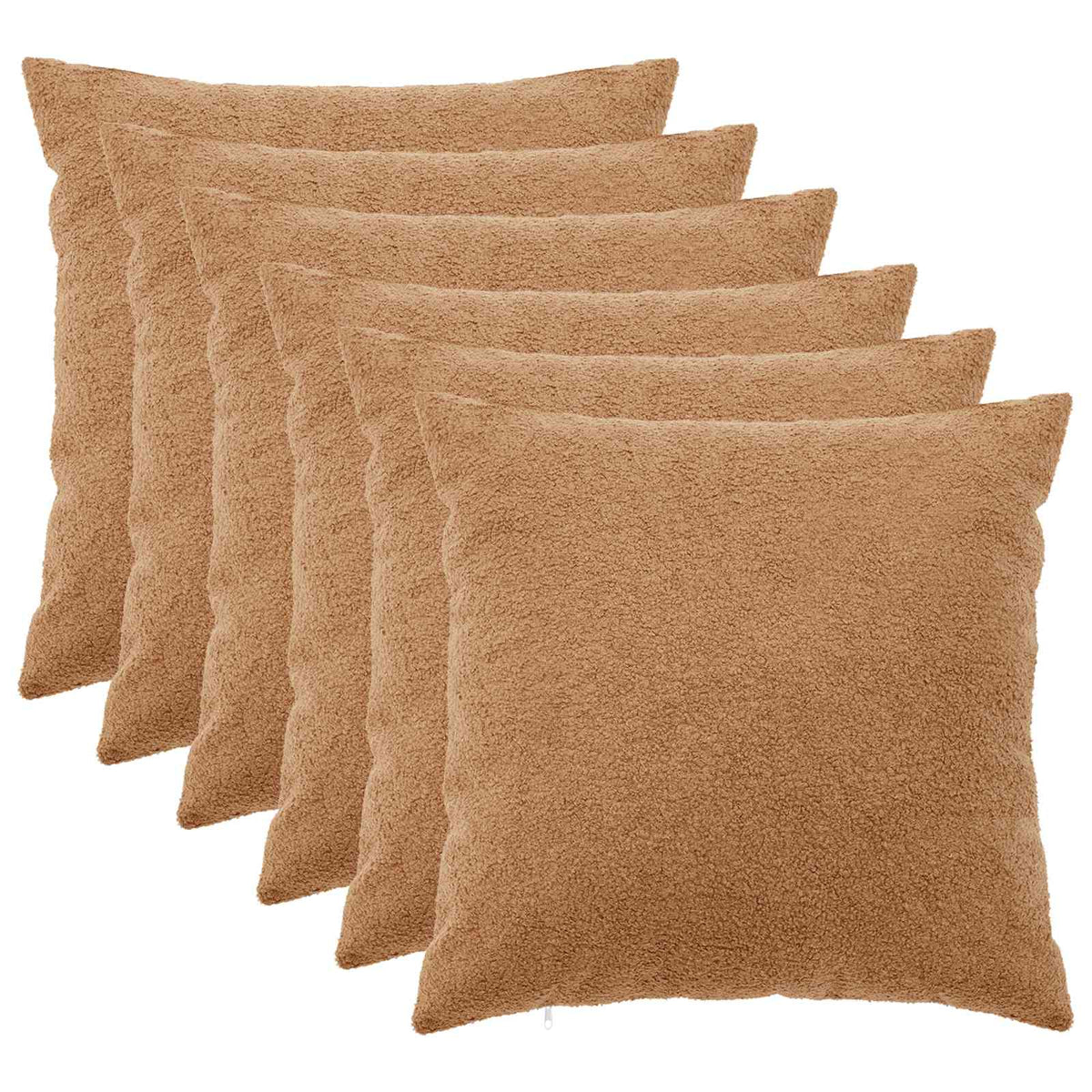 Cushion Cover 6 pcs HEERLEN Beige 55 x 55 cm Bouclé