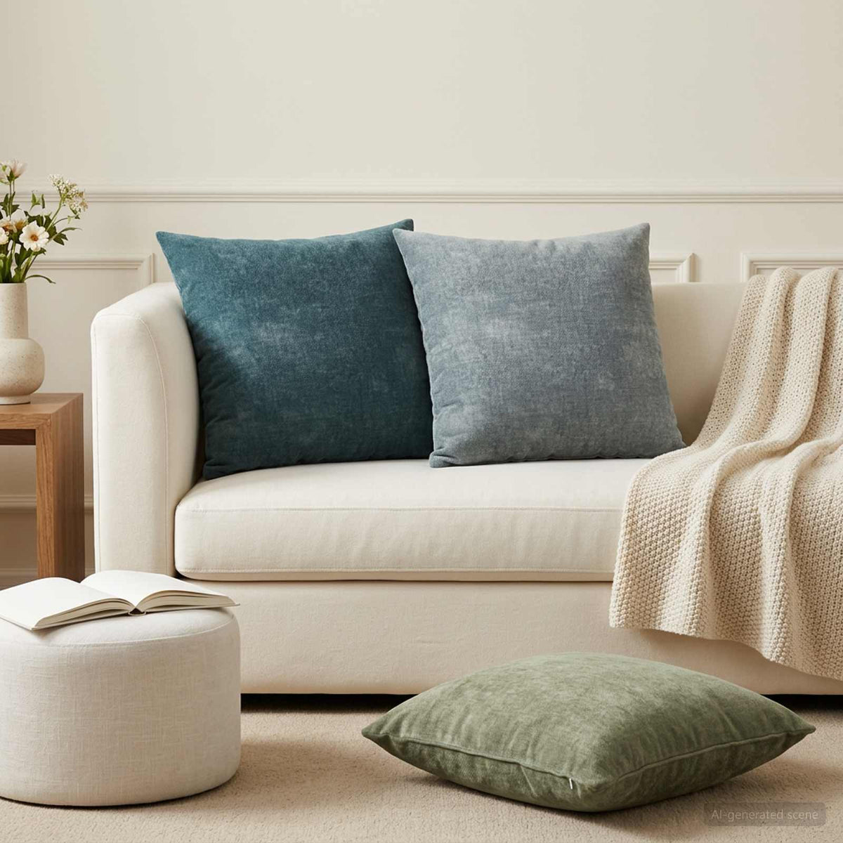 Cushion Cover 6 pcs HEERLEN Green 60 x 60 cm Chenille Fabric