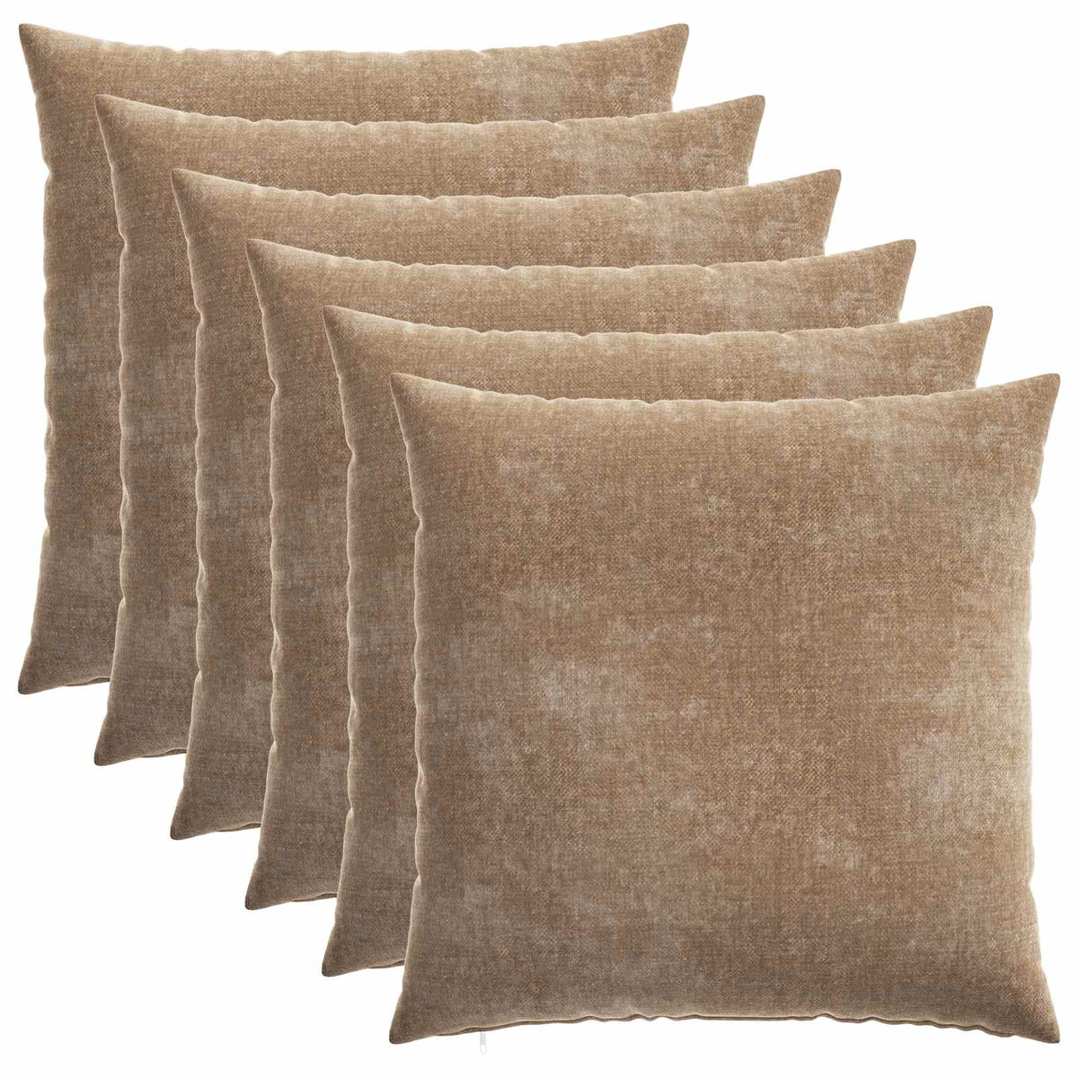 Cushion Cover 6 pcs HEERLEN Brown 55 x 55 cm Chenille Fabric