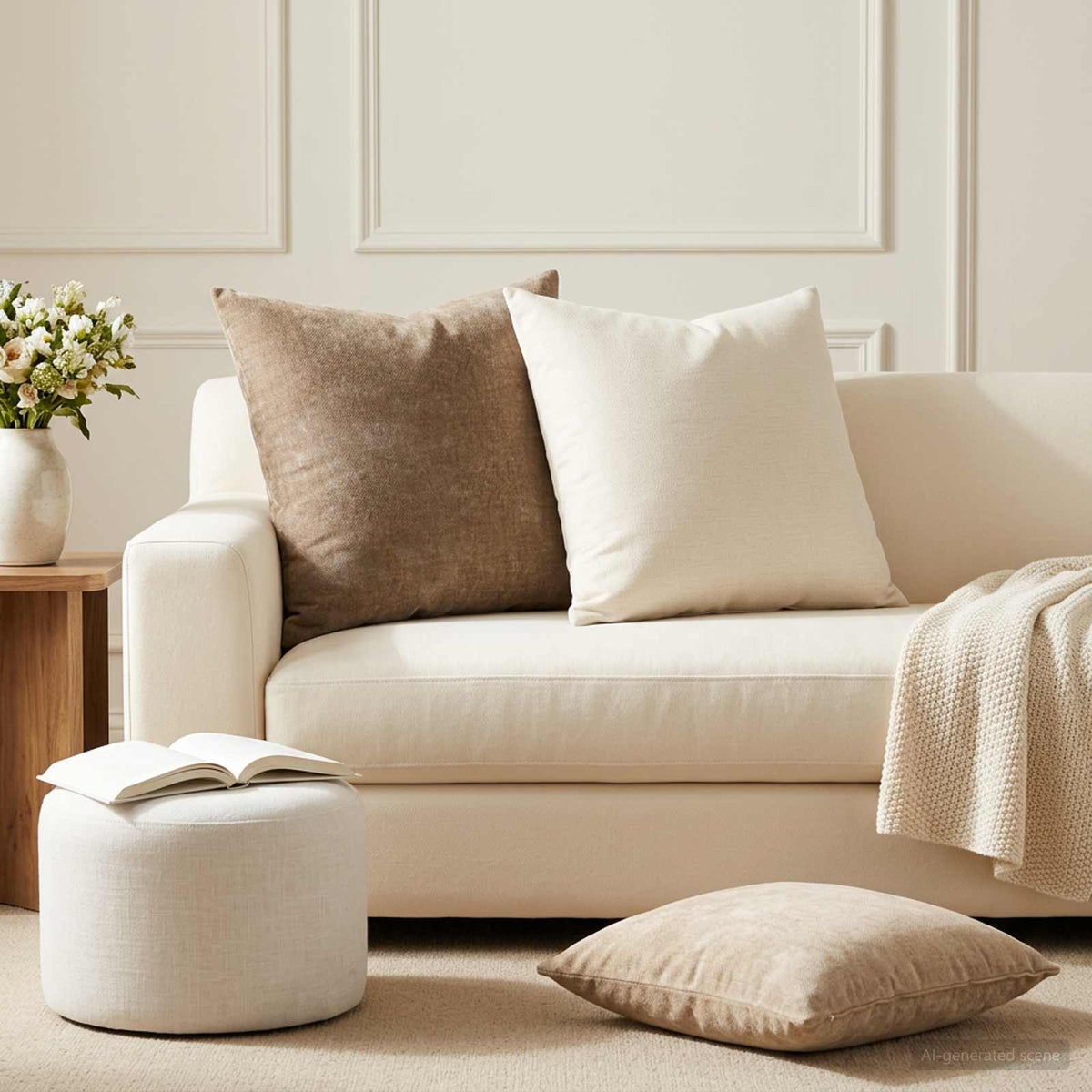 Cushion Cover 6 pcs HEERLEN Brown 55 x 55 cm Chenille Fabric