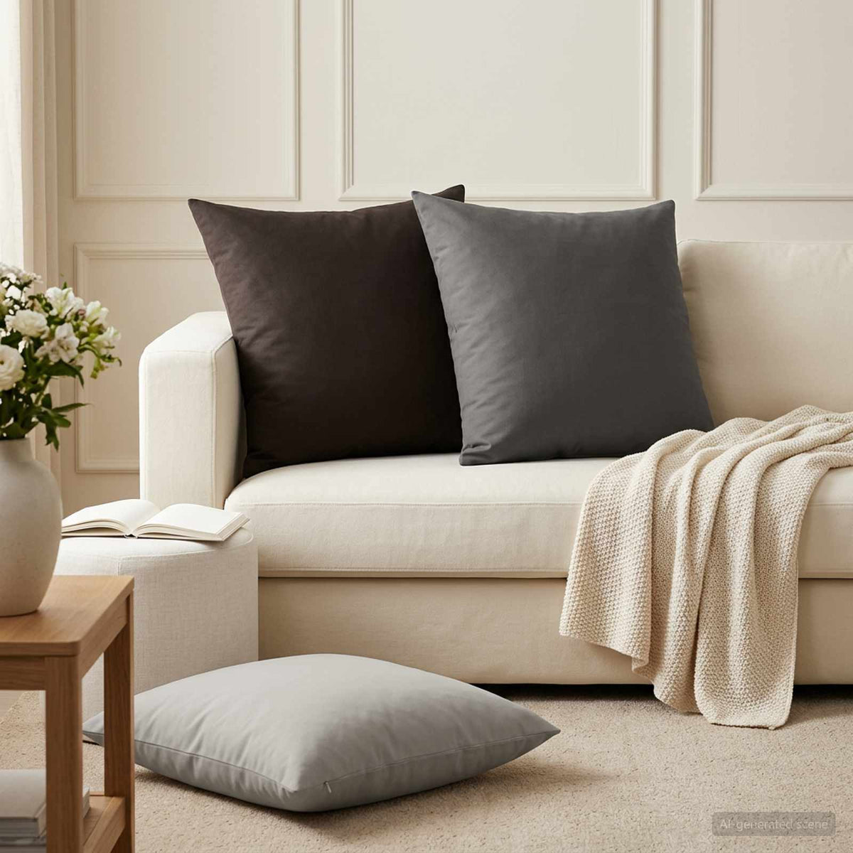 Cushion Cover 6 pcs HEERLEN Grey 60 x 60 cm Polyester