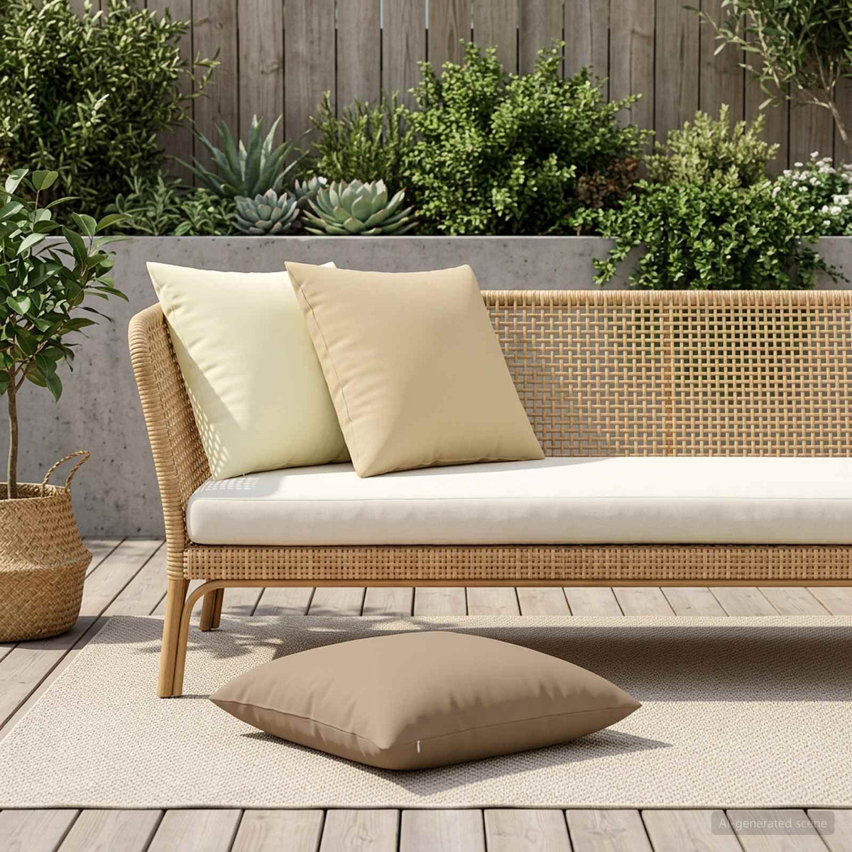 Cushion with Pillow HEERLEN 2 pcs Beige Polyester