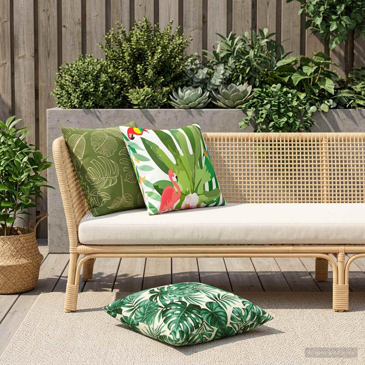 Cushion with Pillow HEERLEN 2 pcs Leaf Pattern Polyester