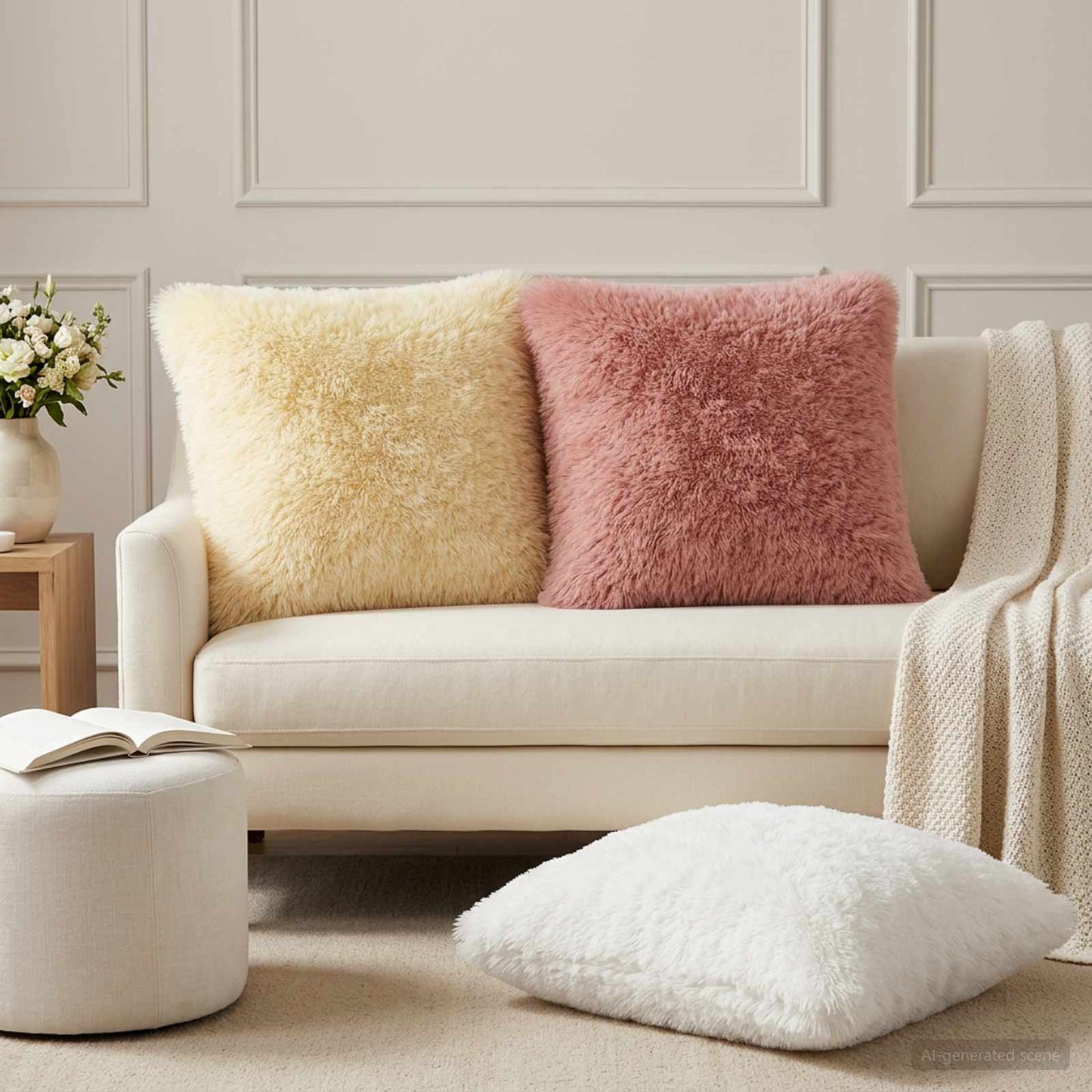 Cushion with Pillow HEERLEN 2 pcs White PV Fleece