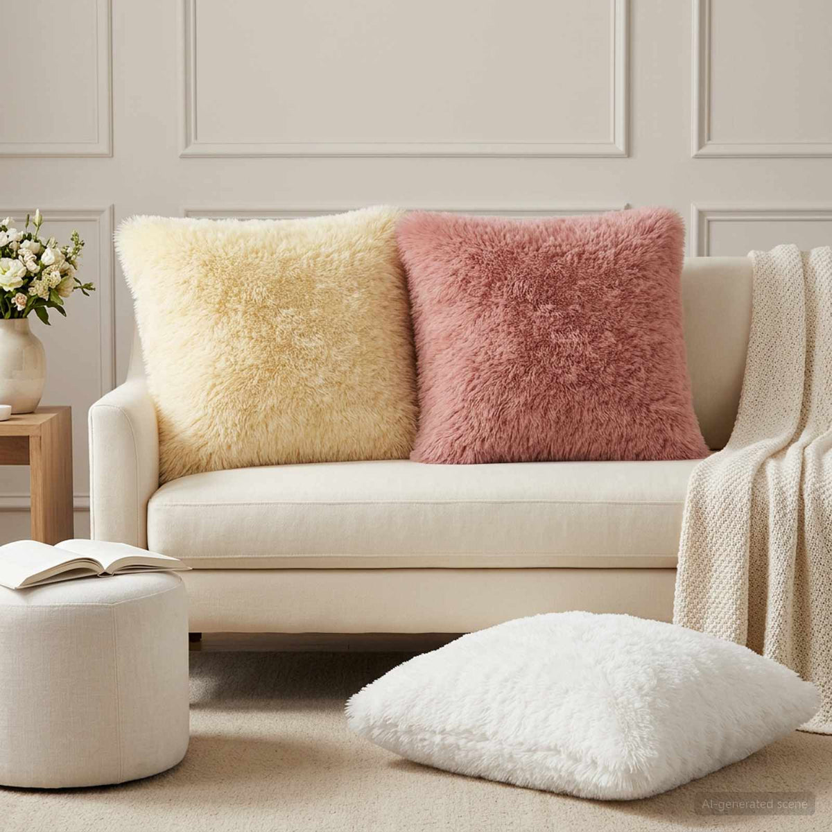 Cushion Cover 6 pcs HEERLEN Pink 55 x 55 cm PV Fleece