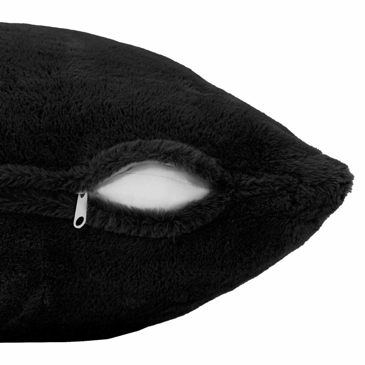 Cushion Cover 2 pcs HEERLEN Black 55 x 55 cm Faux Rabbit Fur