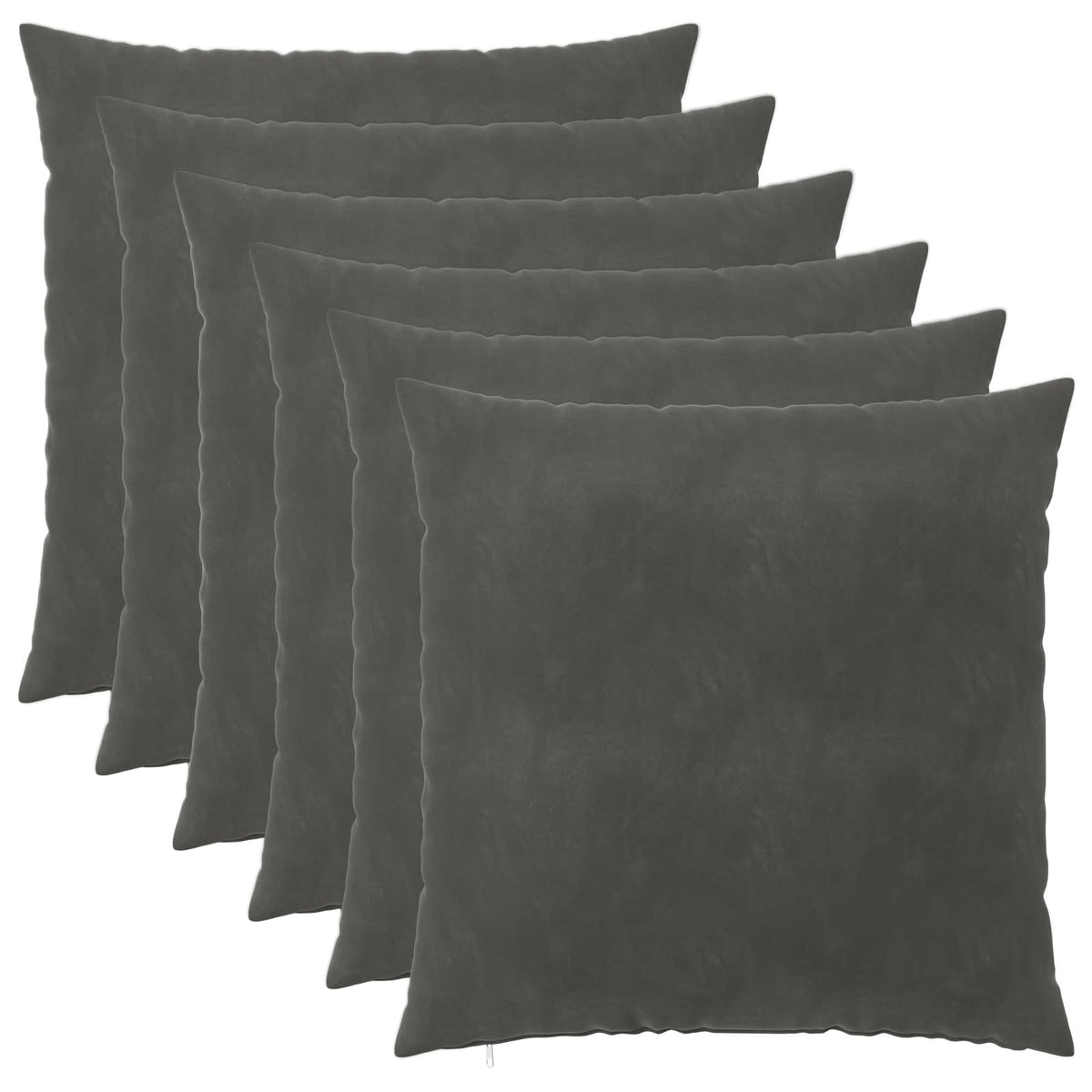 Cushion Cover 6 pcs HEERLEN Dark Grey 60 x 60 cm Velvet