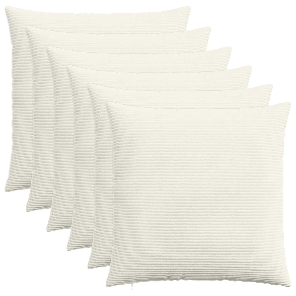 Cushion Cover 6 pcs HEERLEN Cream 60 x 60 cm Corduroy