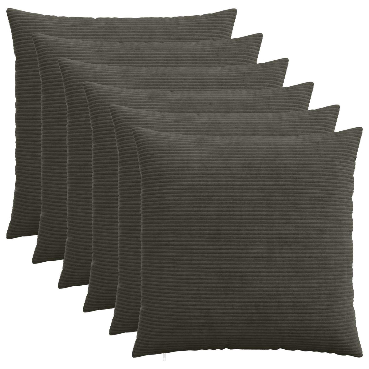 Cushion Cover 6 pcs HEERLEN Anthracite 60 x 60 cm Corduroy