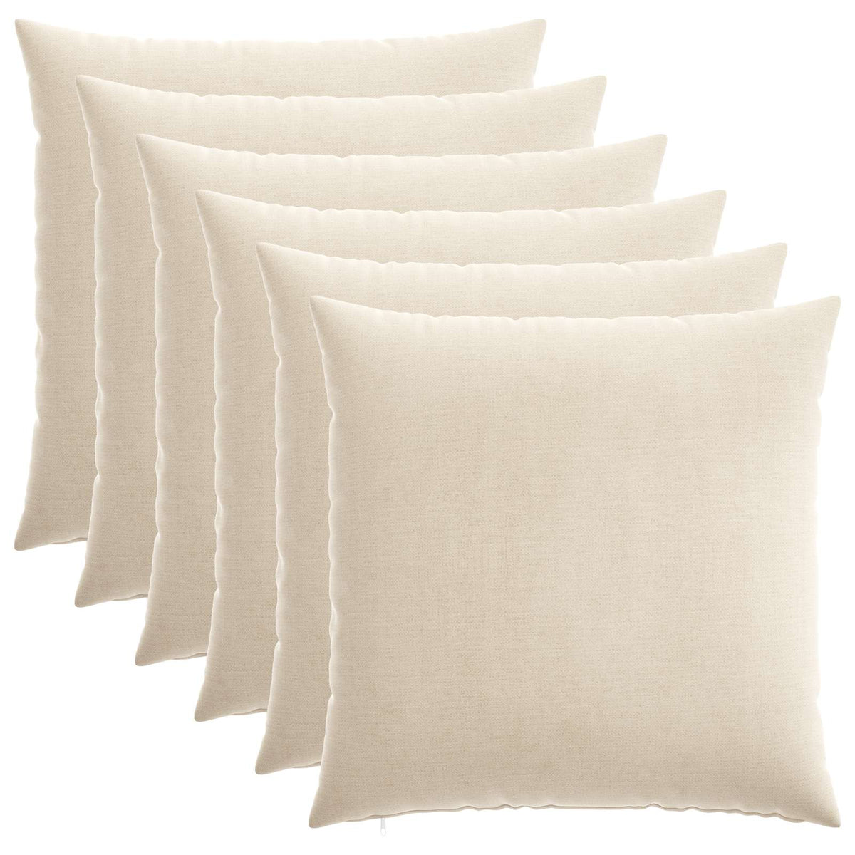 Cushion Cover 6 pcs HEERLEN Cream 60 x 60 cm Chenille Fabric