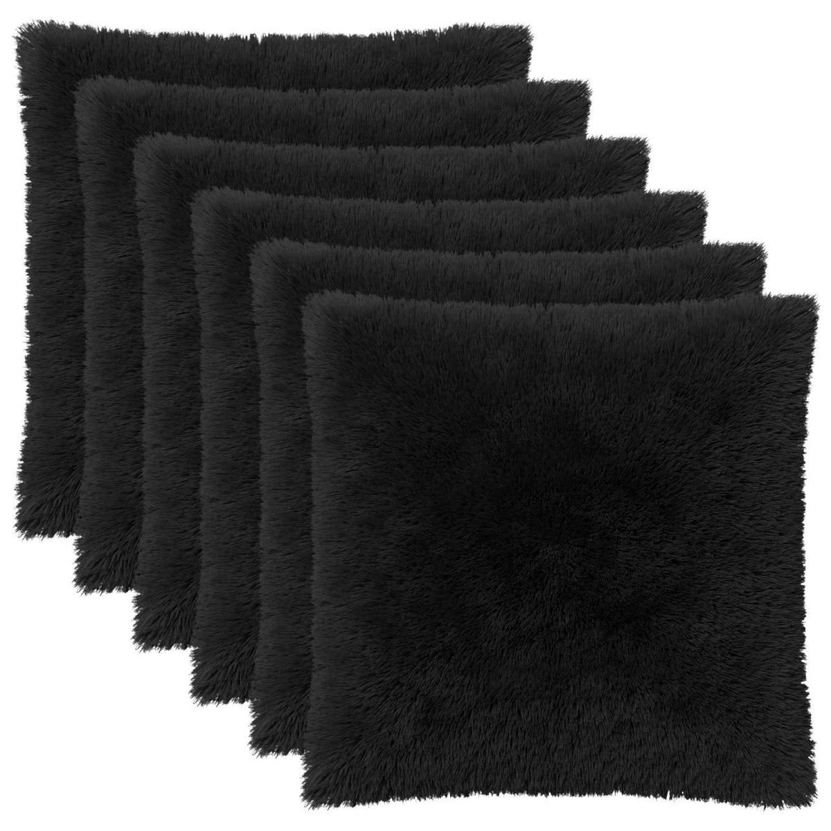 Cushion Cover 6 pcs HEERLEN Black 60 x 60 cm PV Fleece