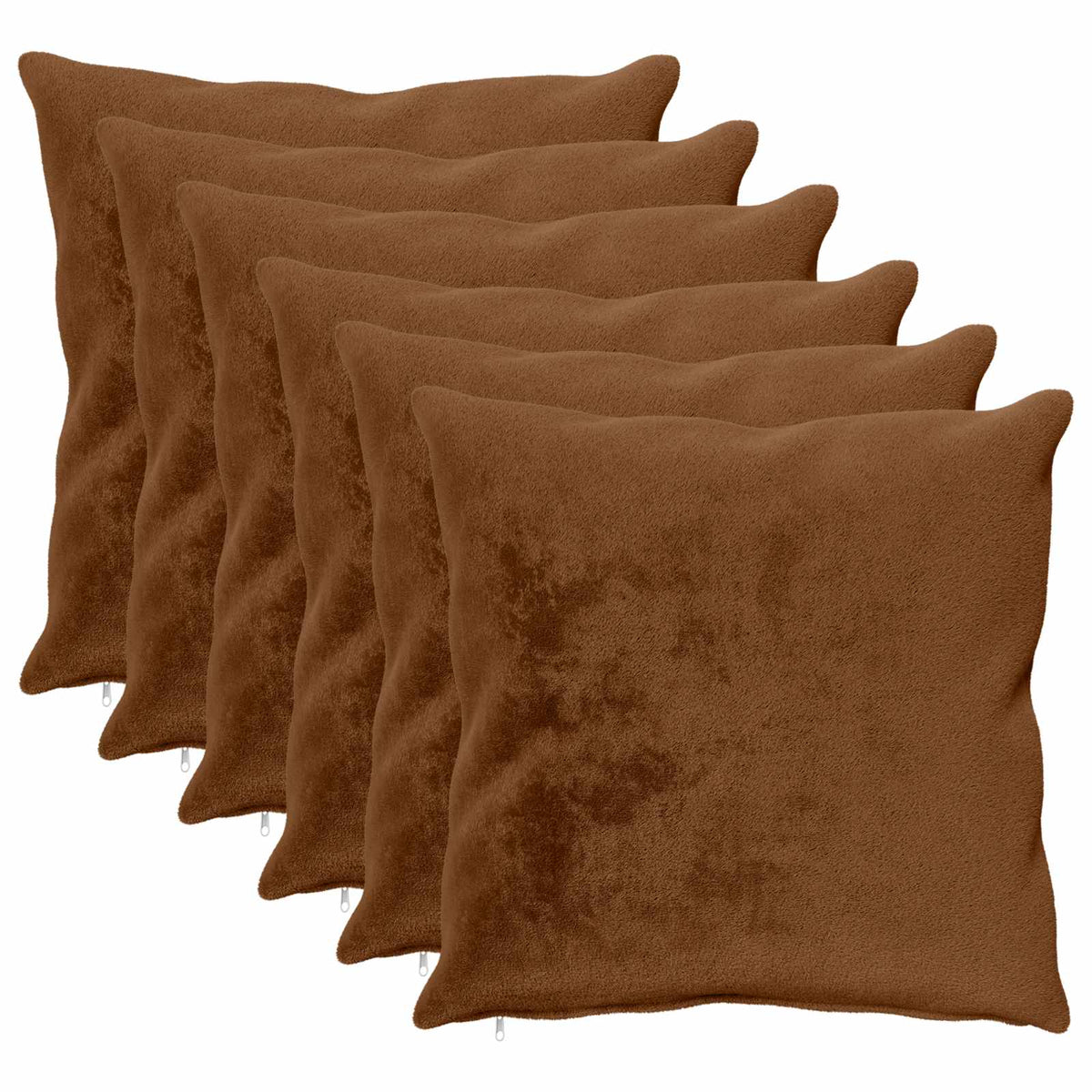 Cushion Cover 6 pcs HEERLEN Light Brown 60 x 60 cm Flannel