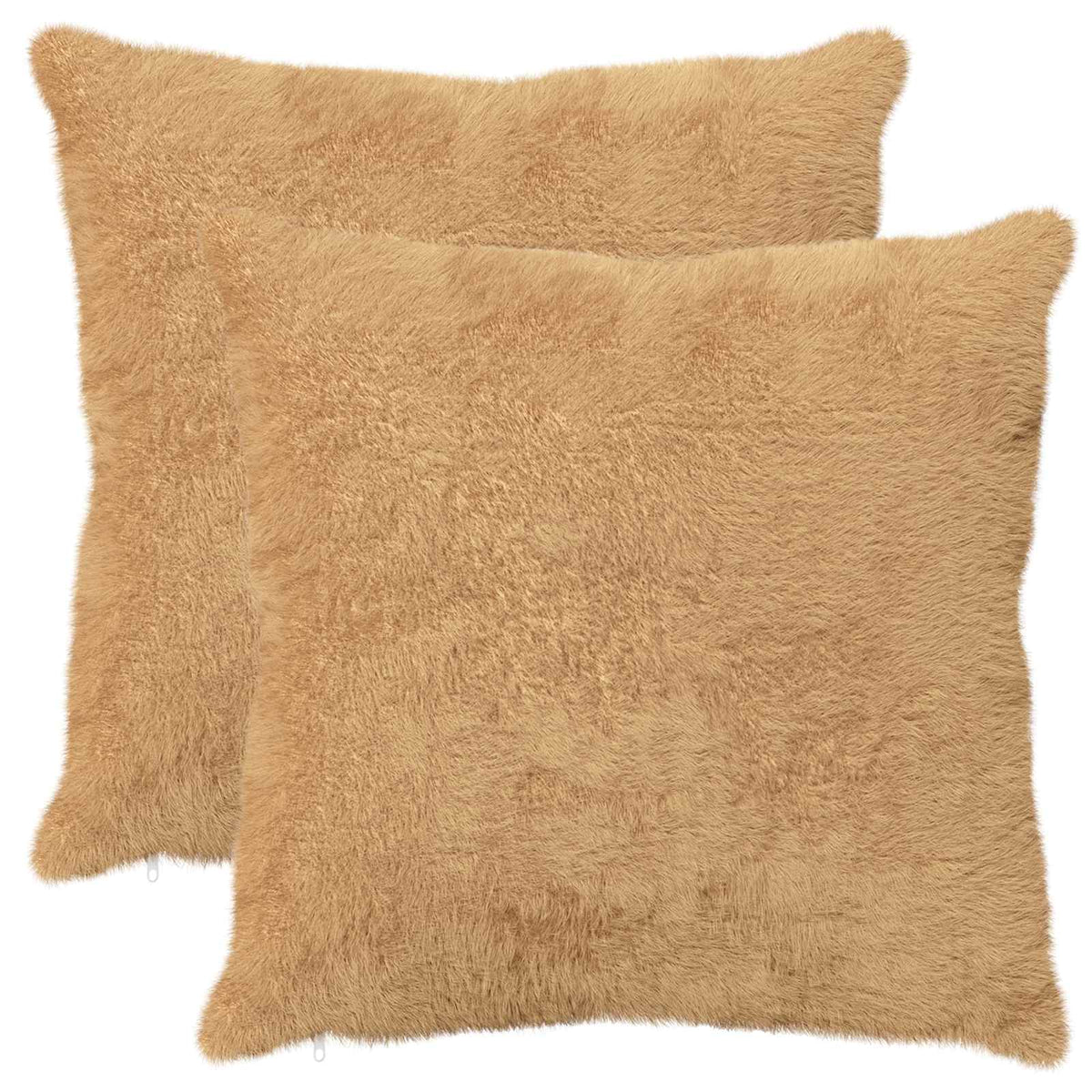 Cushion Cover 2 pcs HEERLEN Taupe 60 x 60 cm Faux Rabbit Fur