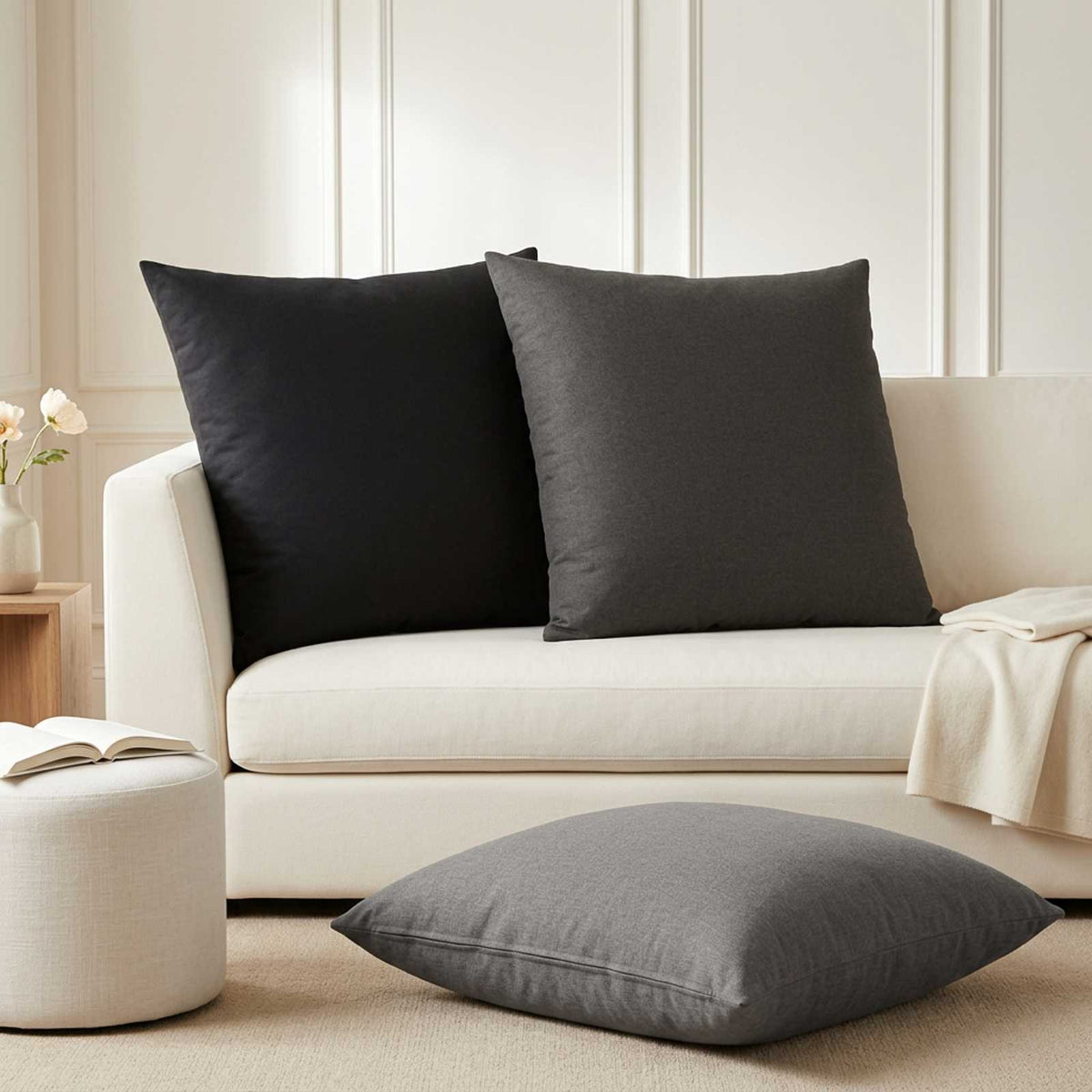 Cushion Cover 2 pcs HEERLEN Light Grey 65 x 65 cm Fabric