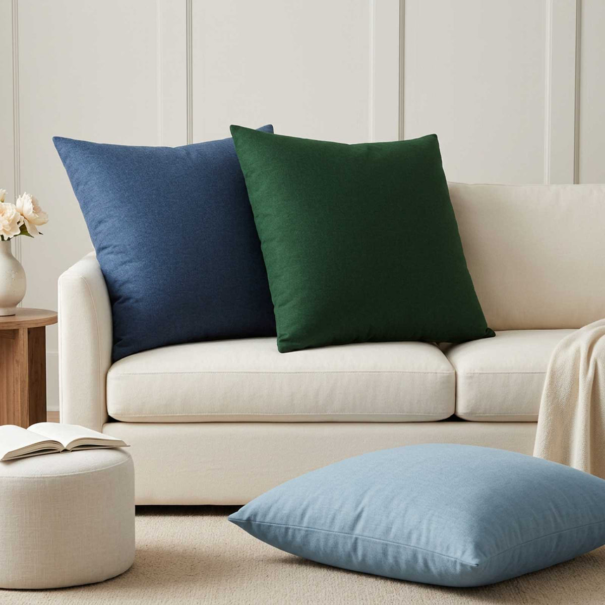 Cushion with Pillow HEERLEN 2 pcs Dark Green Fabric