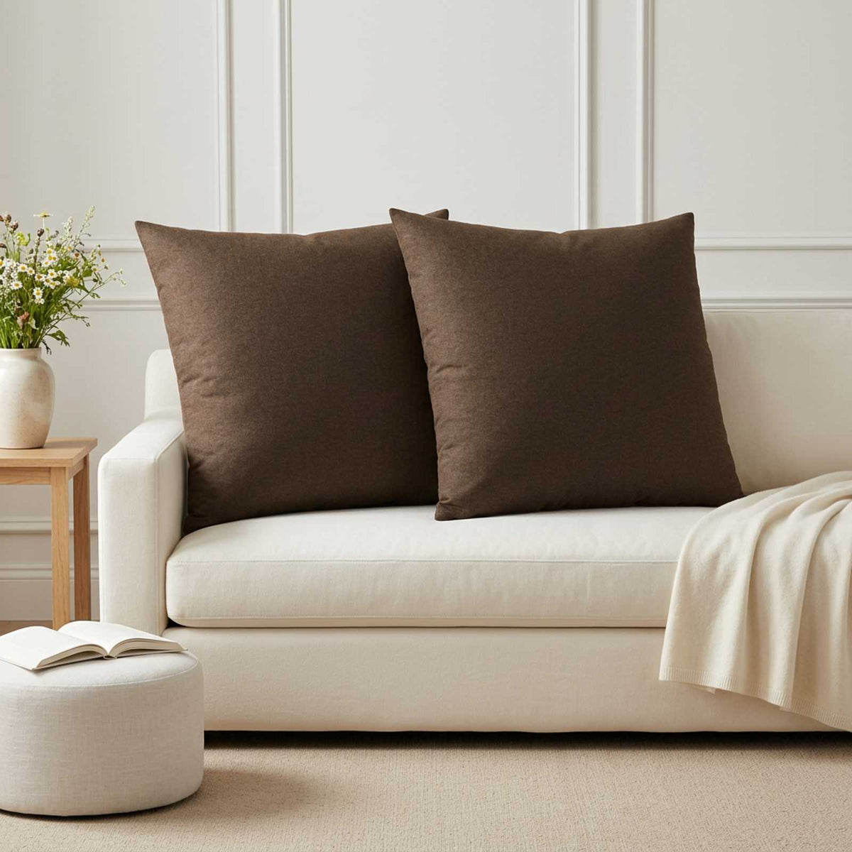 Throw Pillow 2 pcs HEERLEN Brown 70 x 70 cm Fabric