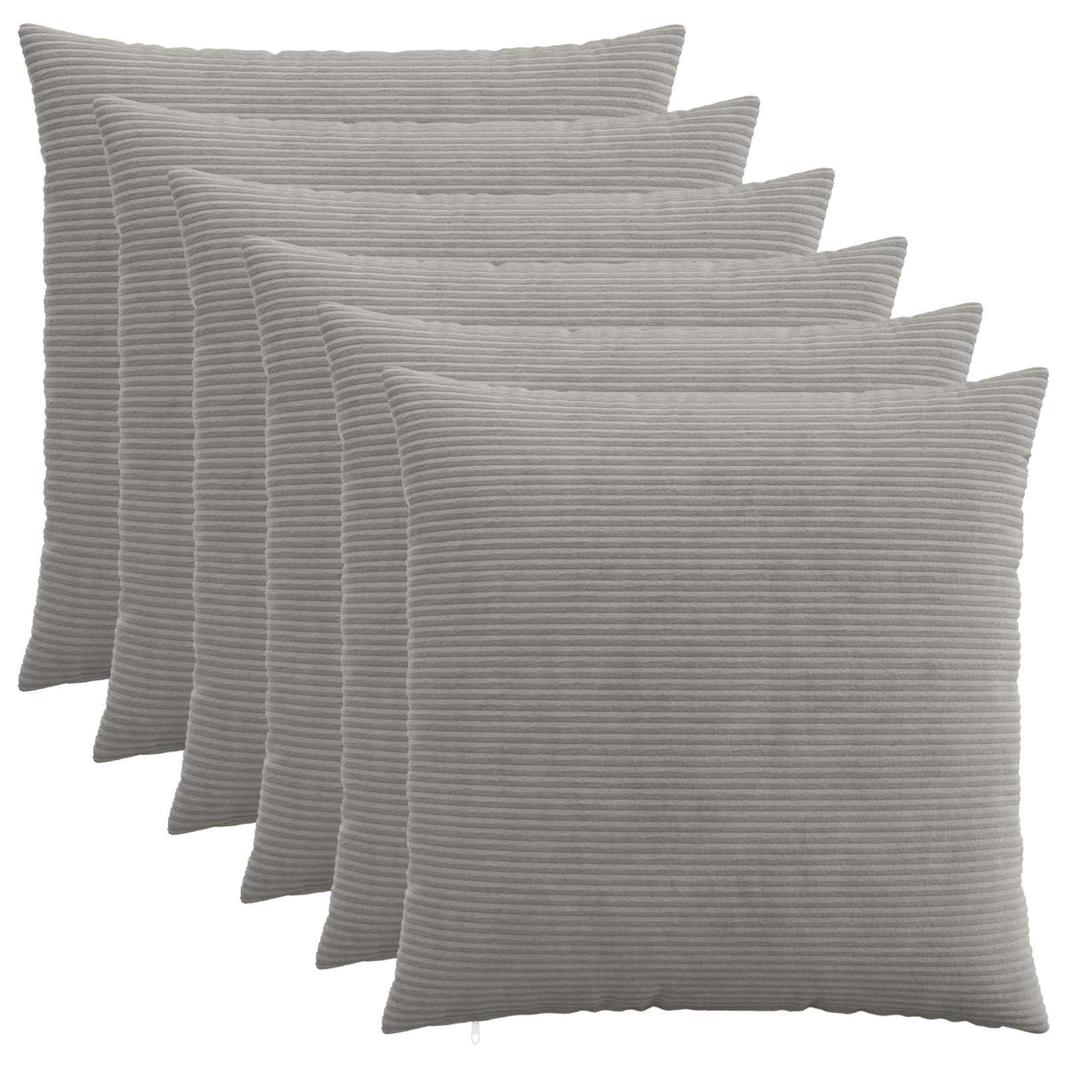 Cushion Cover 6 pcs HEERLEN Light Grey 65 x 65 cm Corduroy