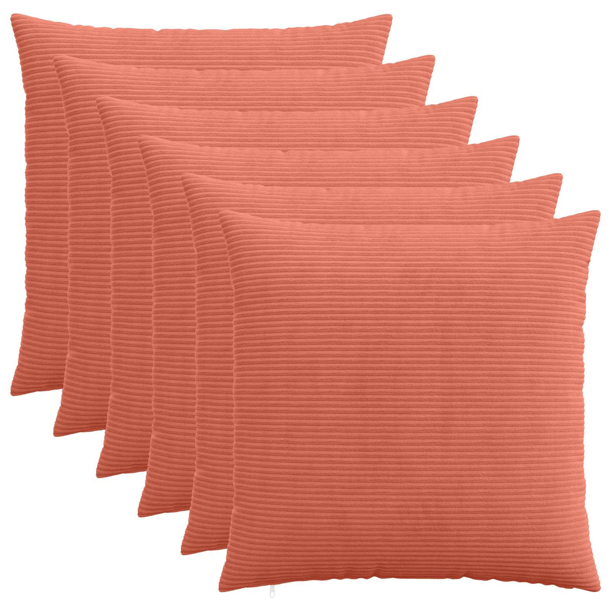 Cushion Cover 6 pcs HEERLEN Red Orange 65 x 65 cm Corduroy