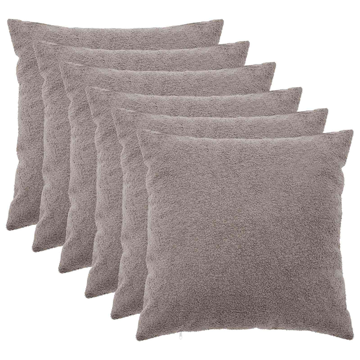Cushion Cover 6 pcs HEERLEN Light Grey 65 x 65 cm Bouclé