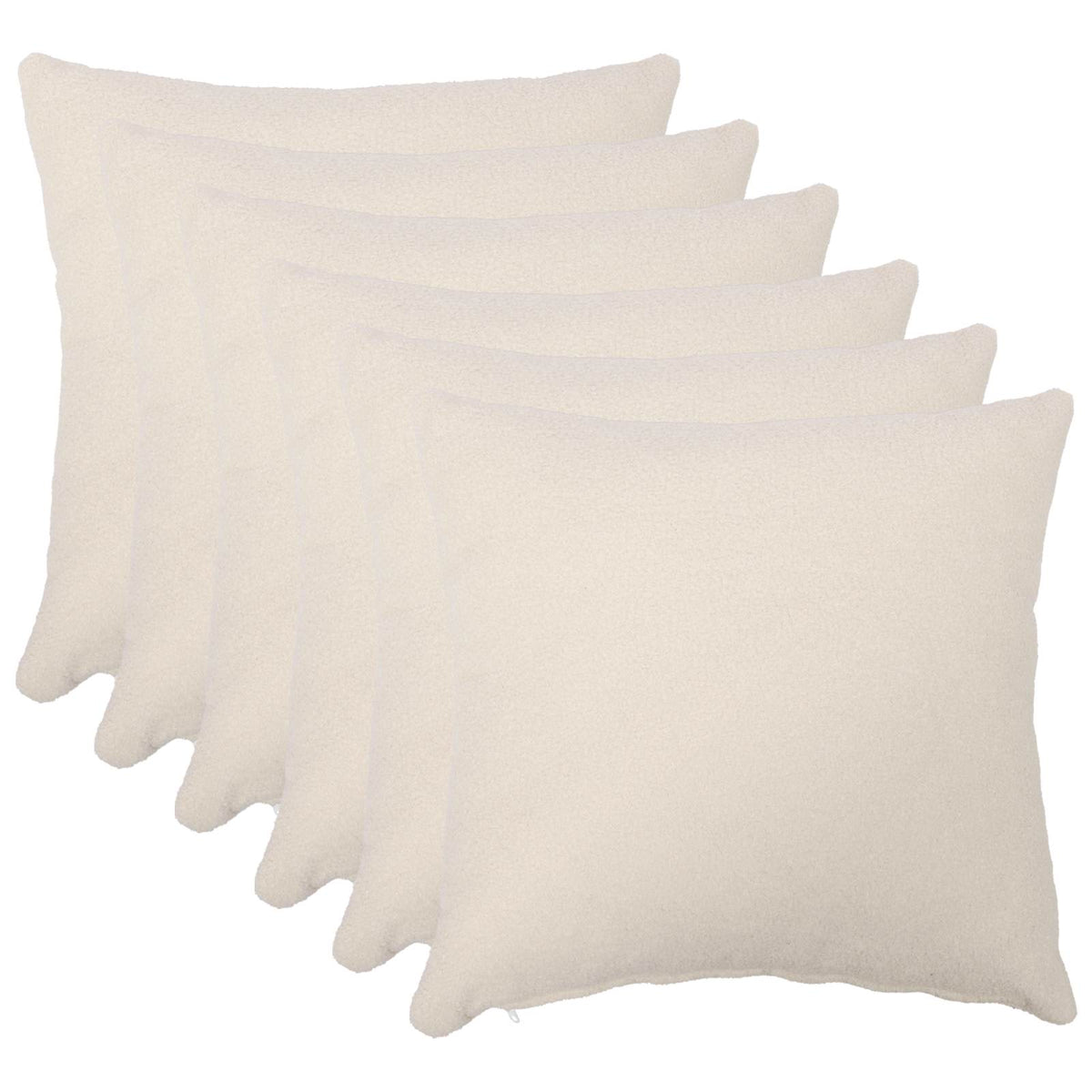 Cushion Cover 6 pcs HEERLEN Cream 65 x 65 cm Bouclé