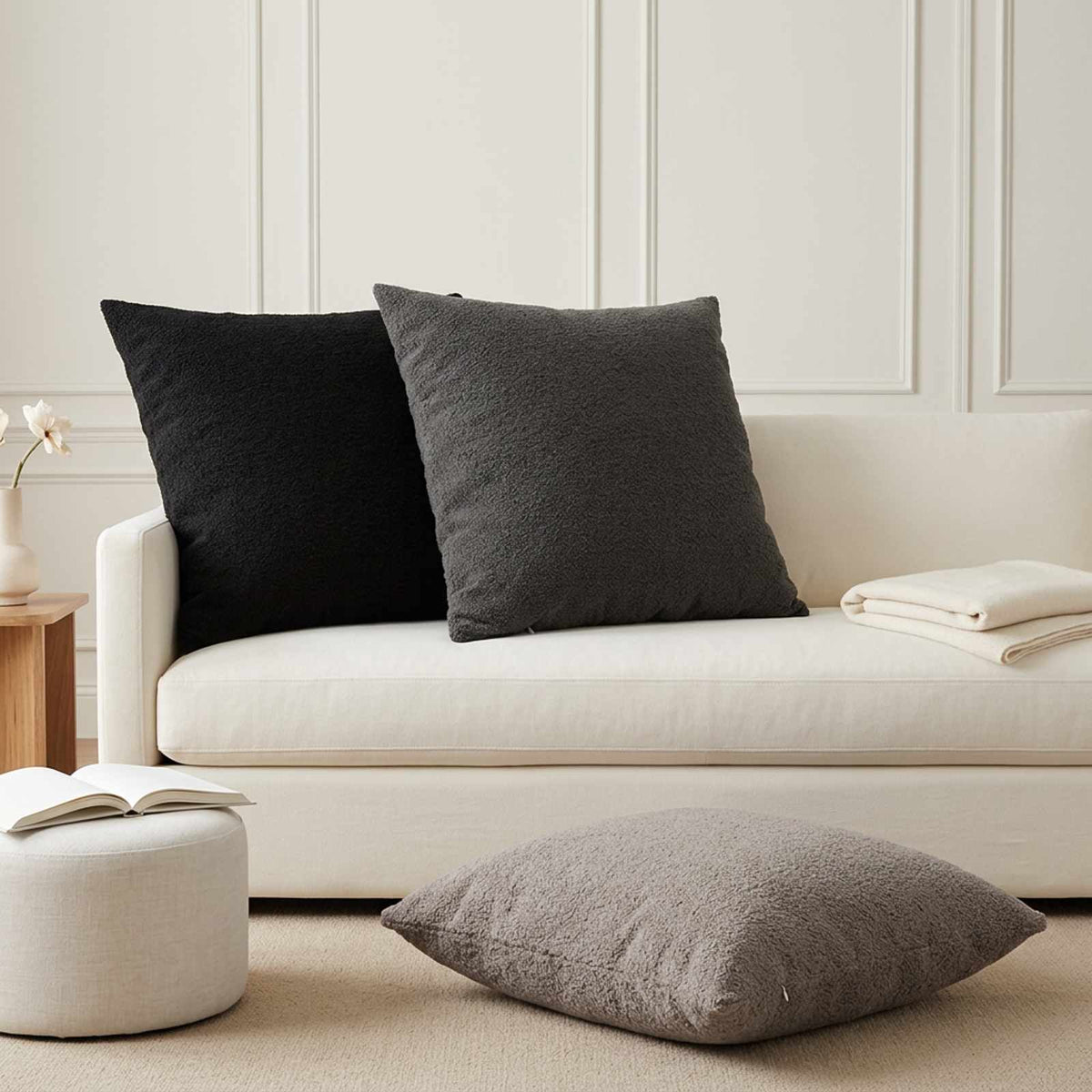 Cushion Cover 6 pcs HEERLEN Dark Grey 80 x 80 cm Bouclé