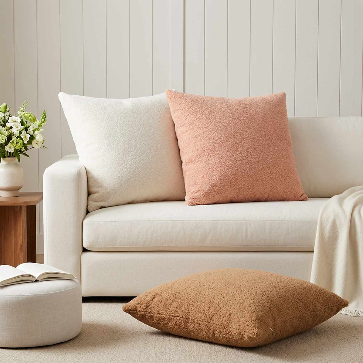 Cushion Cover 2 pcs HEERLEN Beige 80 x 80 cm Bouclé